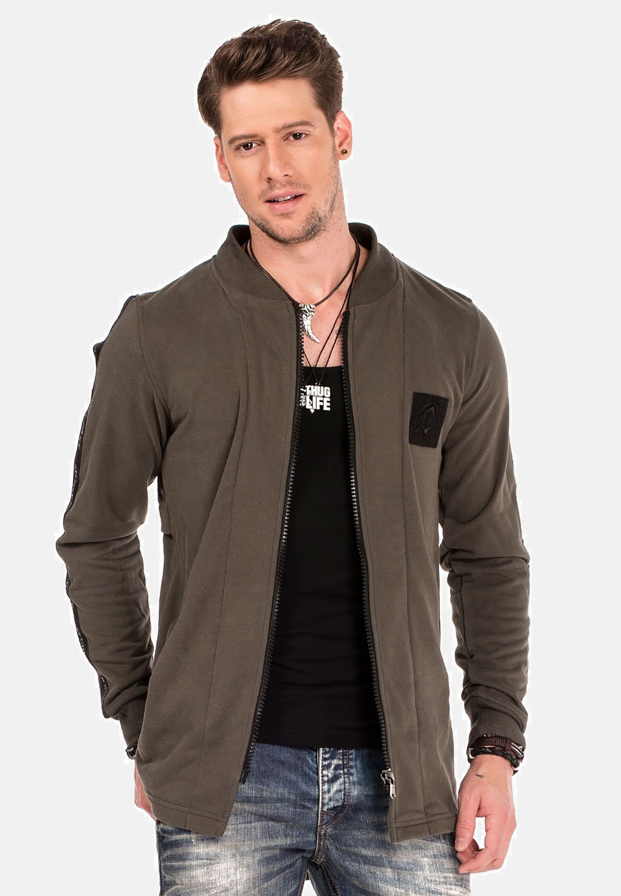 Cipo & Baxx Sweatjacke Sweatjacke (1-tlg) mit Layeroptik, CL-305 günstig online kaufen