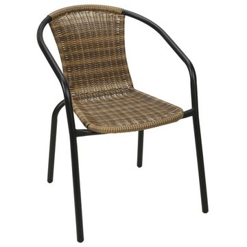 Mojawo Armlehnstuhl 2 Stück Stabiler Polyrattan Bistrostuhl stapelbar Cappuccino / schwarz