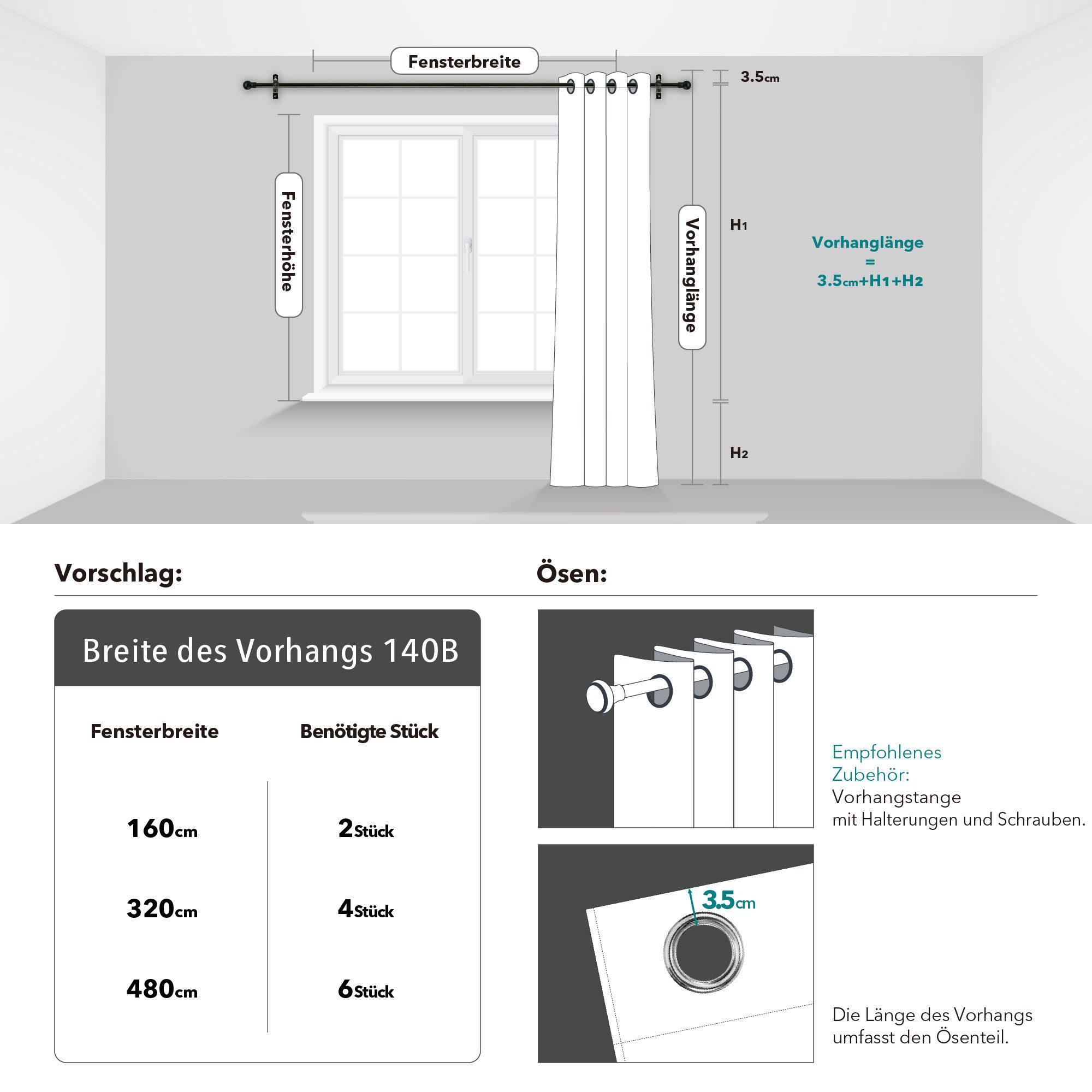 Deconovo Verdunkelungsvorhang Blickdichter Vorhang mit Ösen Gardinen Wohnzimmer 1 Stück, Verdunkelung Lärmschutz Thermogardine Dicke Vorhänge Kälteschutz – Bild 5 von 5