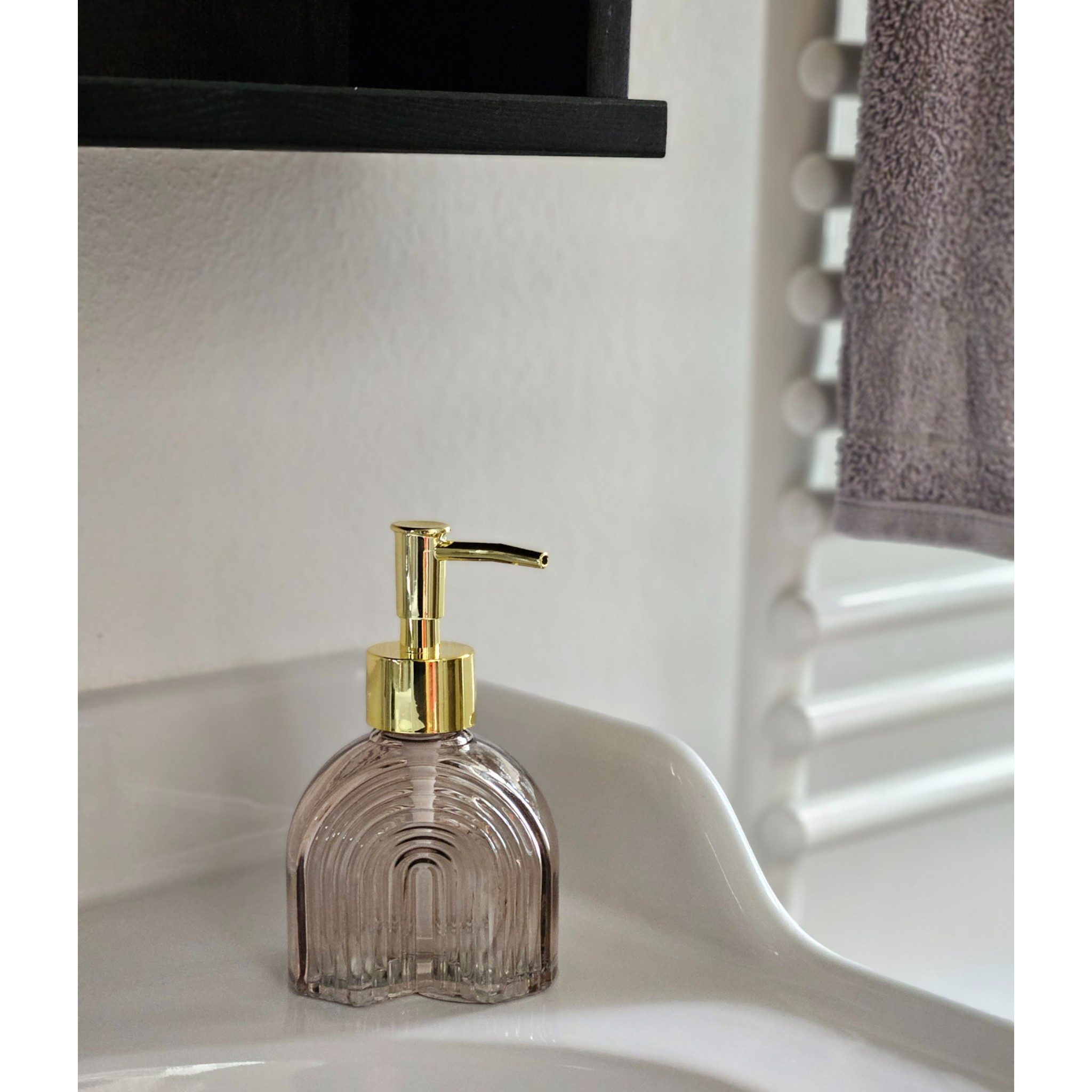 Meinposten Seifenspender Flüssigseifenspender Retro braun beige gold Glas P günstig online kaufen