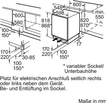 BOSCH Einbaukühlschrank 6 KUL15ADF0, 82 cm hoch, 59,8 cm breit