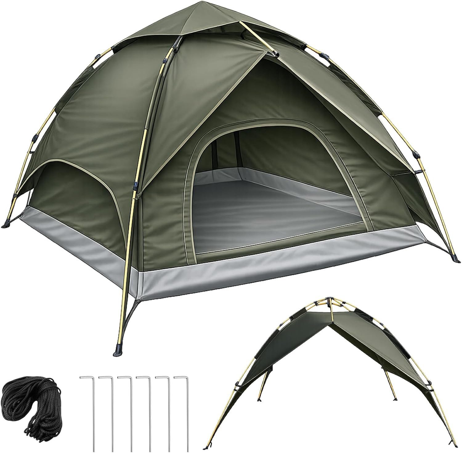 SURFOU Wurfzelt Camping Pop-Up Zelt 3-4 Personen, Wasserdicht, Kuppelzelt