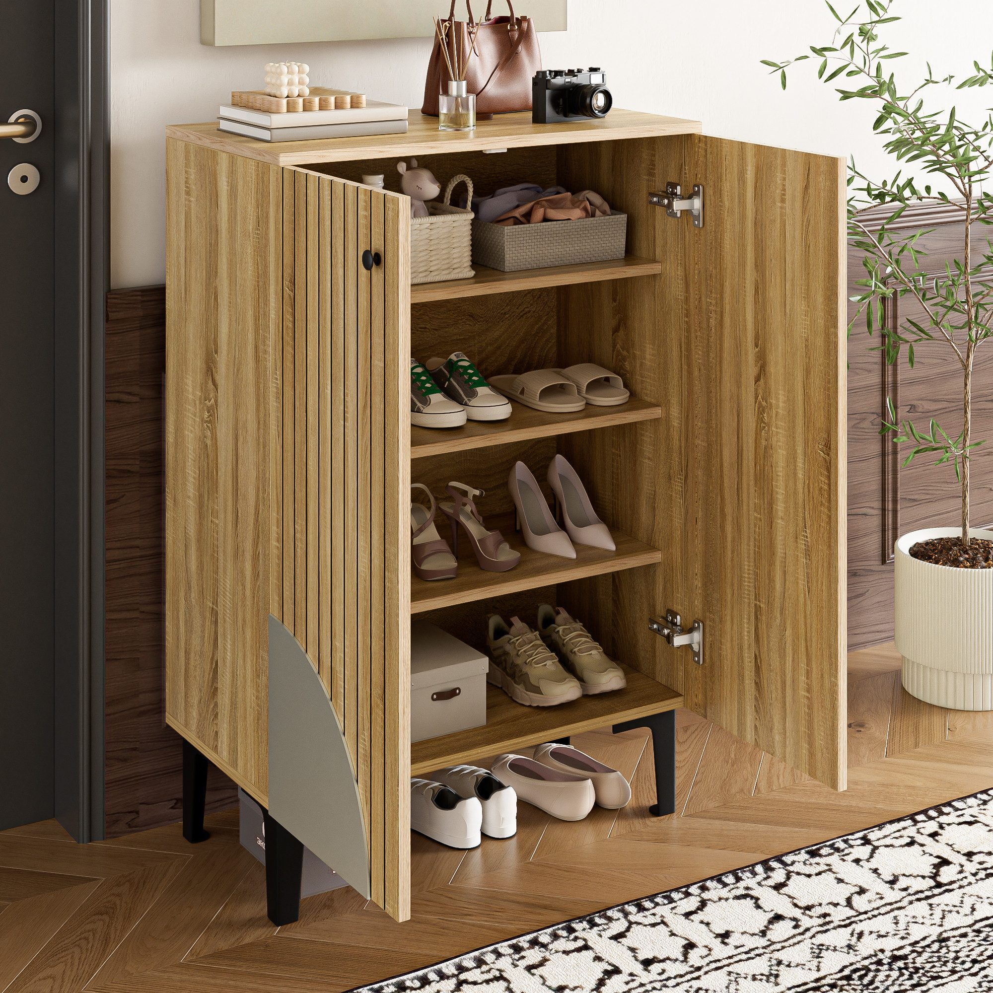 Merax Schuhschrank mit Holzoptik (Sideboard Schuhkommode ideal für Flur & k günstig online kaufen