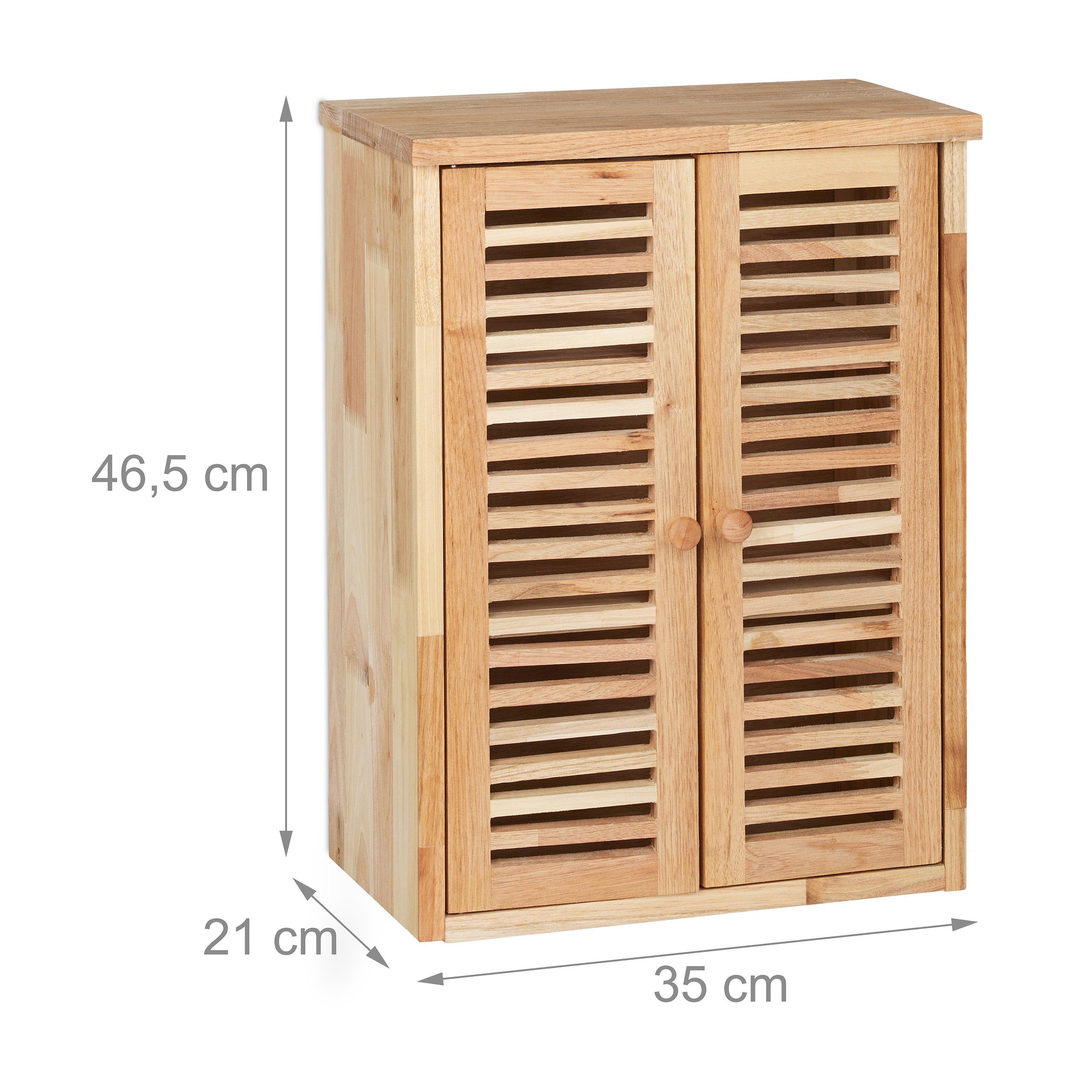 relaxdays Hängeschrank Schmaler Hängeschrank aus Walnuss (1-St) – Bild 4 von 5