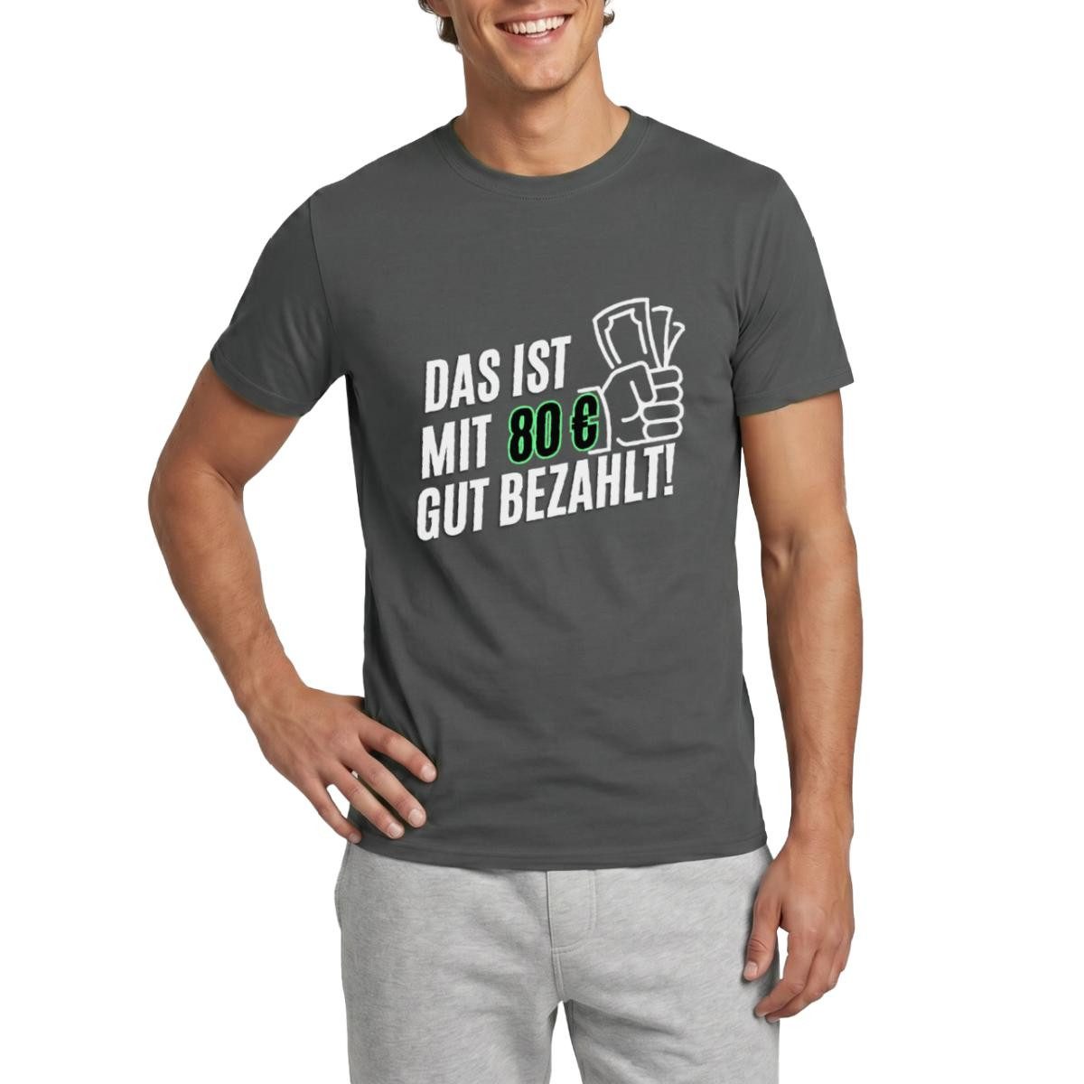 Spreadshirt T-Shirt Das ist mit 80 Euro gut bezahlt Trash-TV Händler Männer T-Shirt (1-tlg)