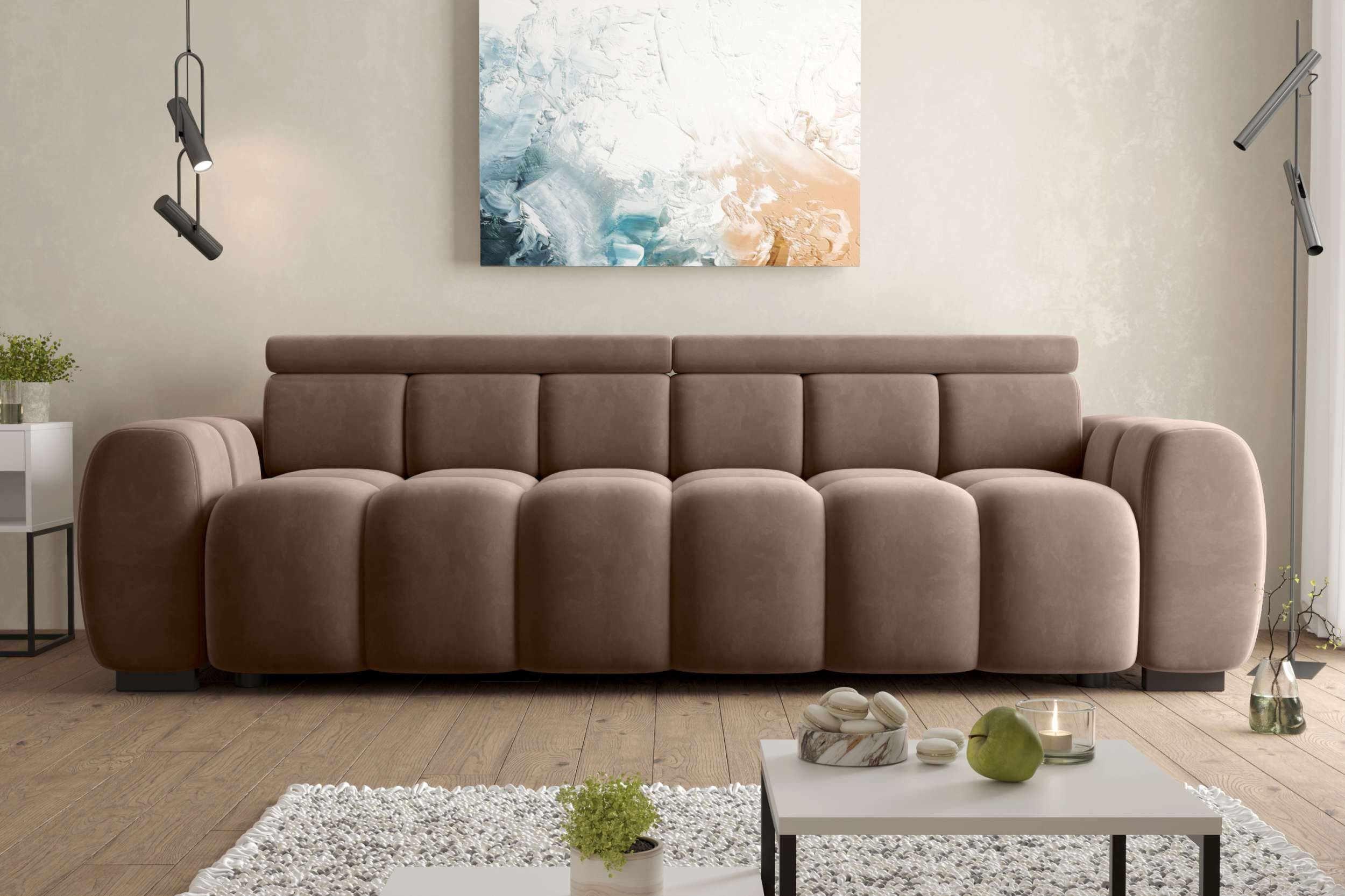 99rooms Big-Sofa Alessio, Sofa, Big-Sofa, Rundumbezug aus weichem Velours TIFFANY