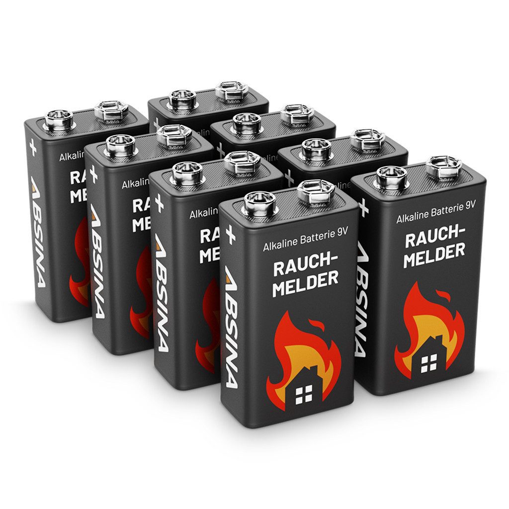 8x Rauchmelder Batterie 9V Block - Alkaline Batterien Blockbatterien Batterie