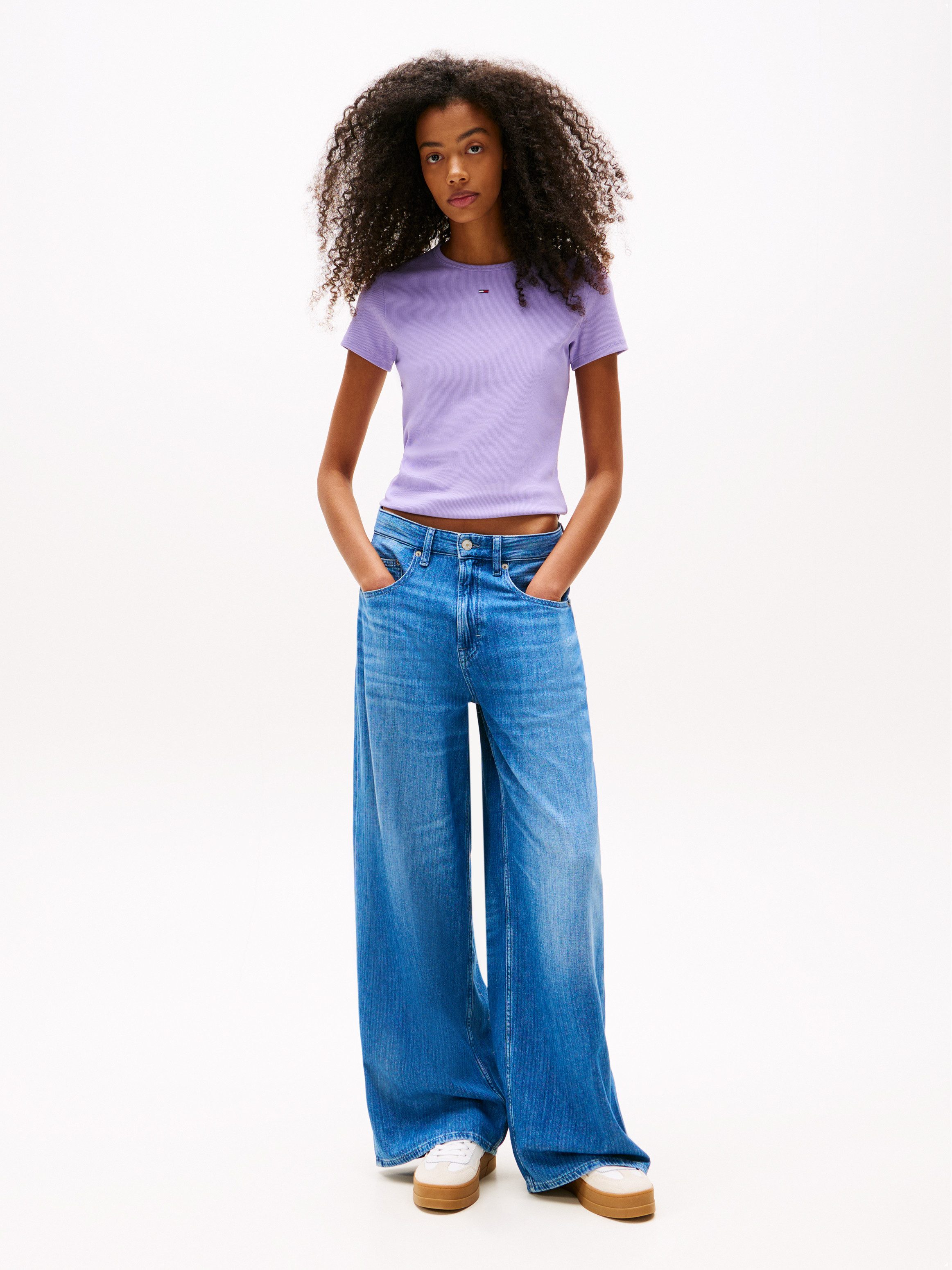 Tommy Jeans Kurzarmshirt TJW SLIM ESSENTIAL RIB SS EXT Baumwollmischung, sl günstig online kaufen