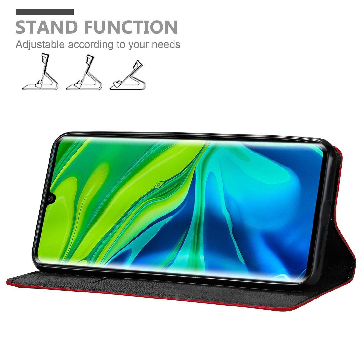 Cadorabo Handyhülle für Xiaomi Mi NOTE 10 Hülle Xiaomi Mi NOTE 10, Hülle Schutzhülle mit Standfunktion, Magnetverschluss und Kartenfach