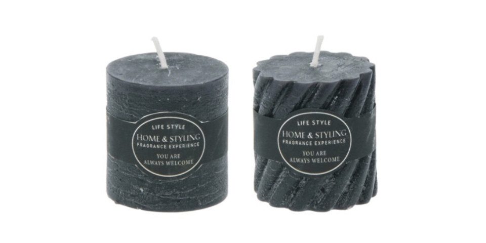 ZauberDeko Stumpenkerze 2 Rustic Kerzen Schwarz günstig online kaufen