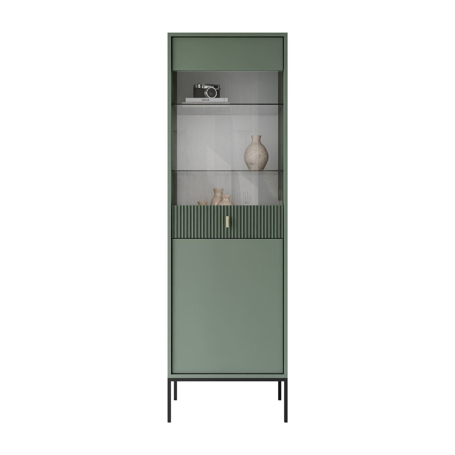 Lookway Vitrine MIDNIGHT mit Glastür auf Gestell 54x39x175 cm