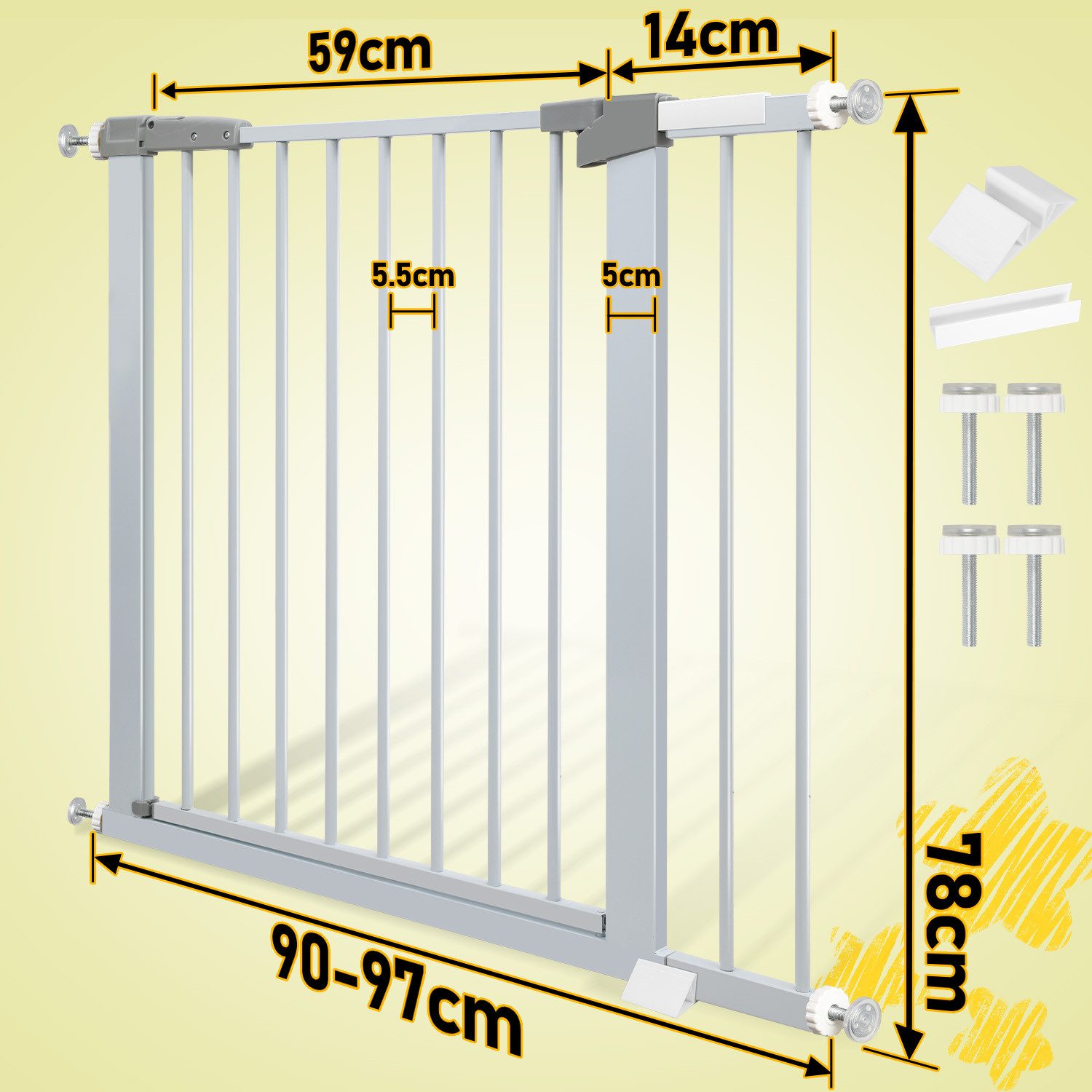 Clanmacy Türschutzgitter Türschutzgitter 90-97 cm Treppenschutzgitter Auto- günstig online kaufen