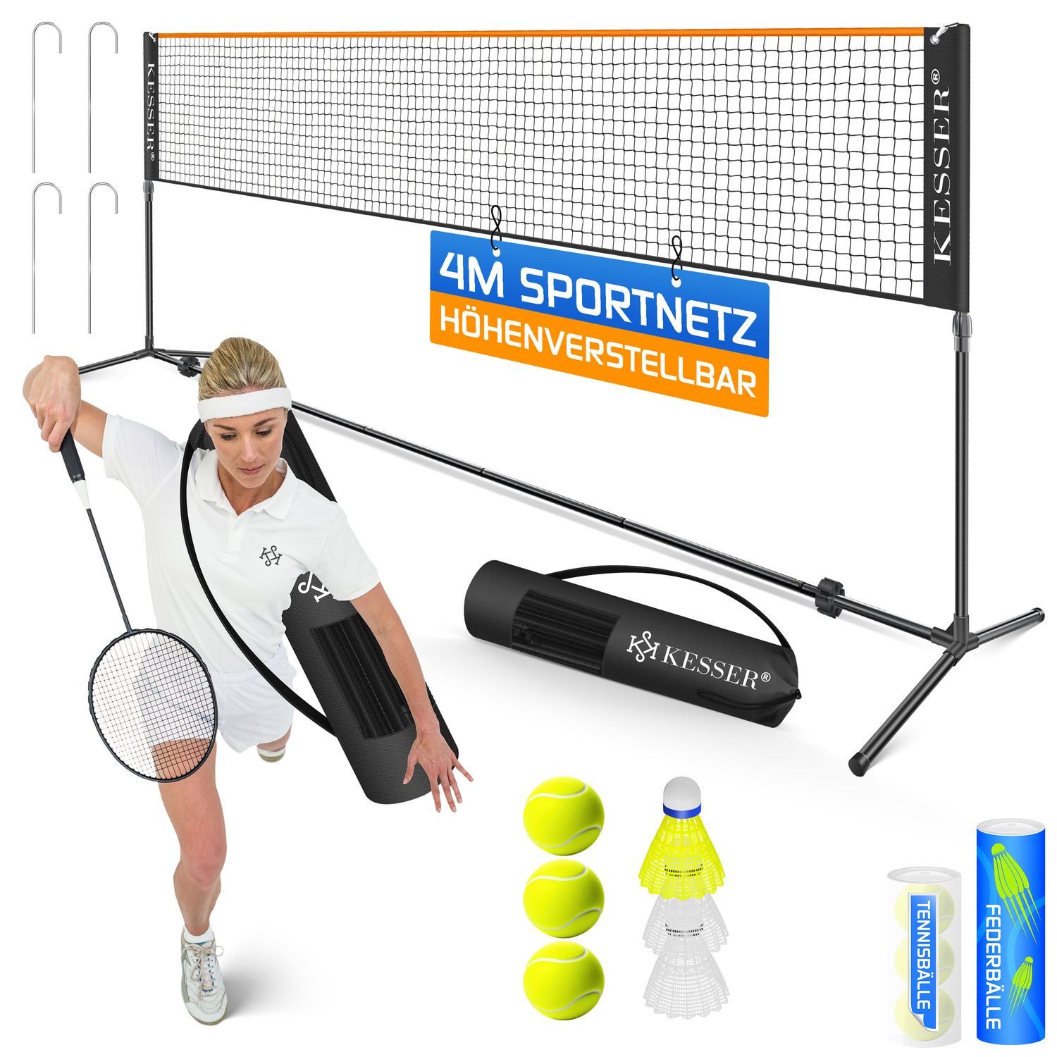 KESSER Badmintonnetz, Badmintonnetz, Tennisnetz 300cm 400cm 500 cm Federball