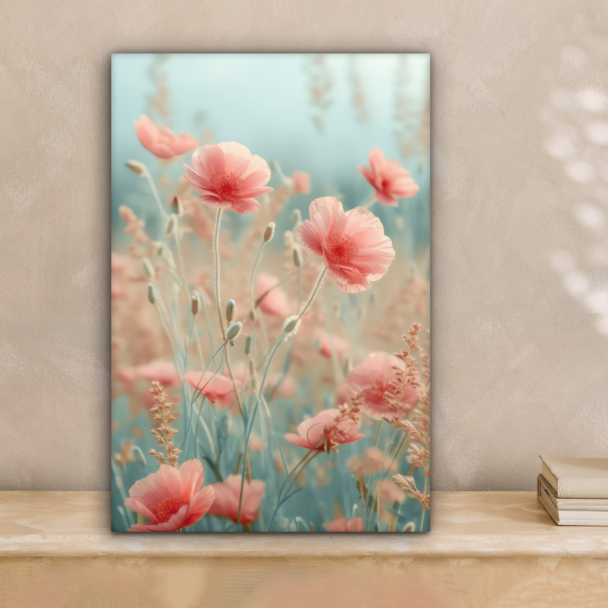 OneMillionCanvasses® Leinwandbild Blumen - Natur - Mohnblumen - Blumenfeld, günstig online kaufen