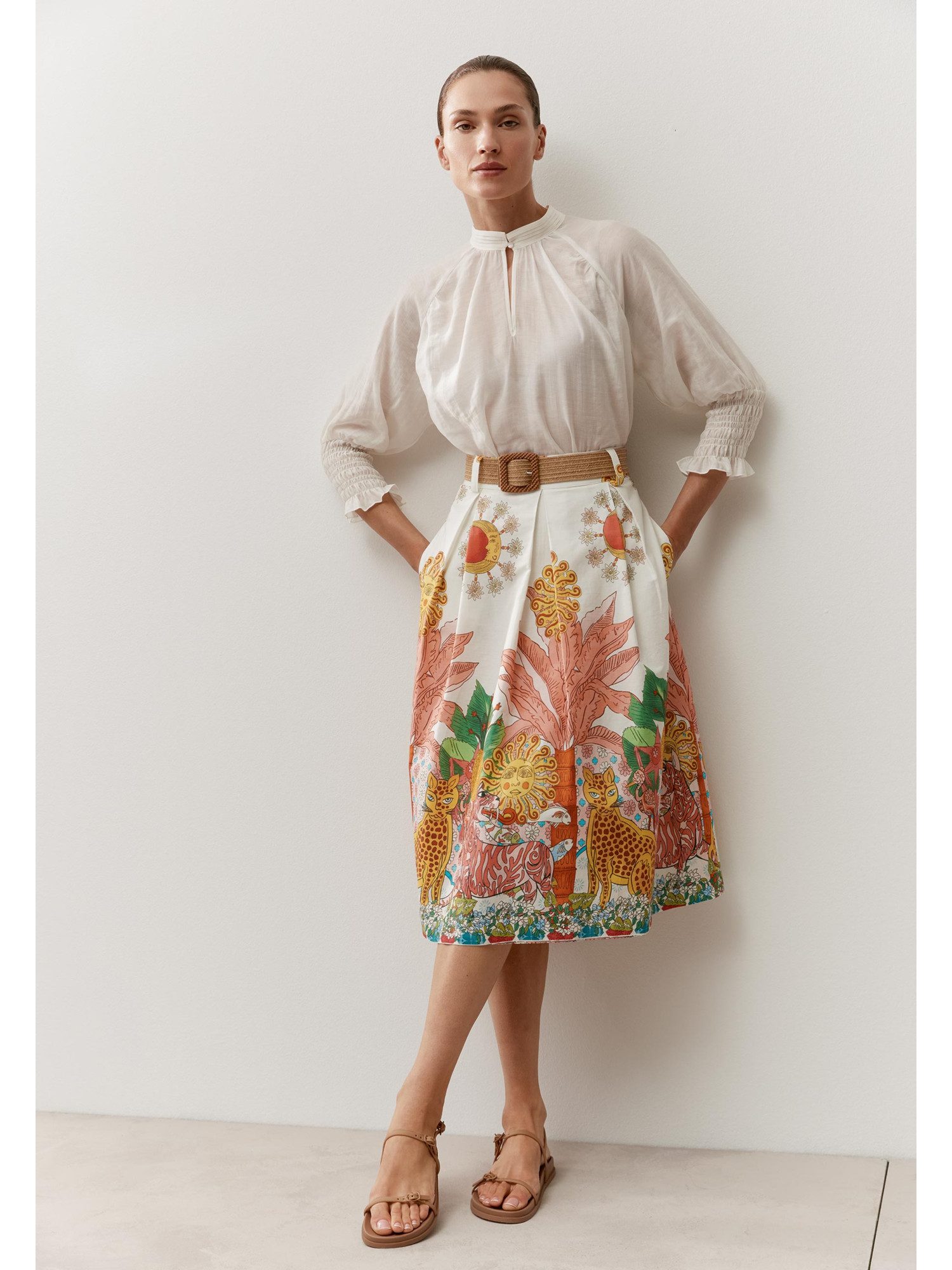 MORE&MORE Klassische Bluse leichte, weite 3/4 Arm Bluse