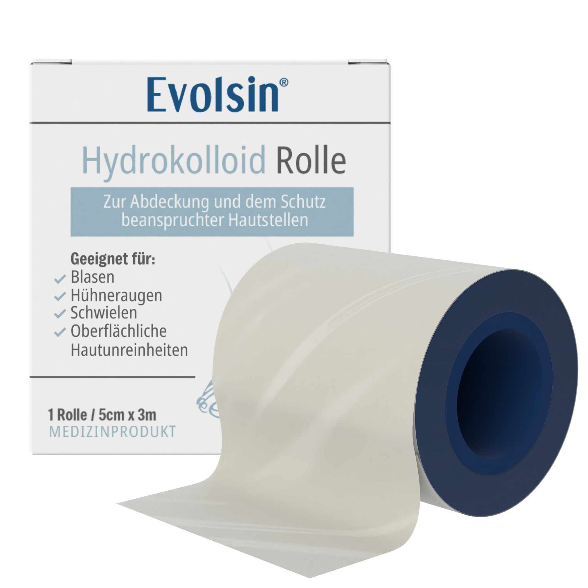 Evolsin Blasenpflaster Hydrokolloidpflaster Rolle – Blasen an den Füßen, Schutz vor Reibung