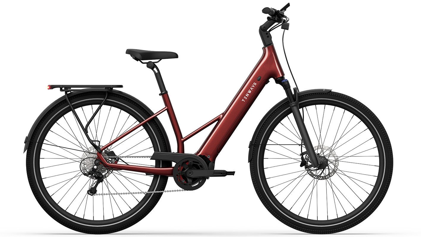 Tenways E-Bike Tenways AGO Air 560 Wh Damen rot 2026, 9 Gang Shimano Cues 9-SP, Kettenschaltung, TENWAYS Mid-drive, 560 Wh