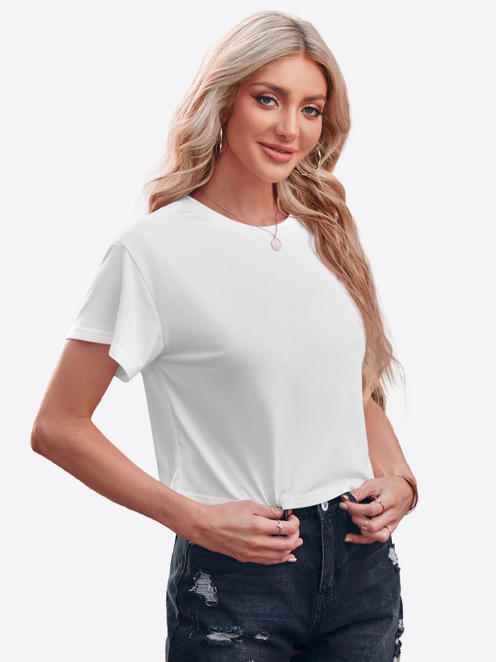 Imily Bela T-Shirt Damen Lockere Sommer Oberteile (Packung, 1-tlg., 1per-Pack) Einfarbig