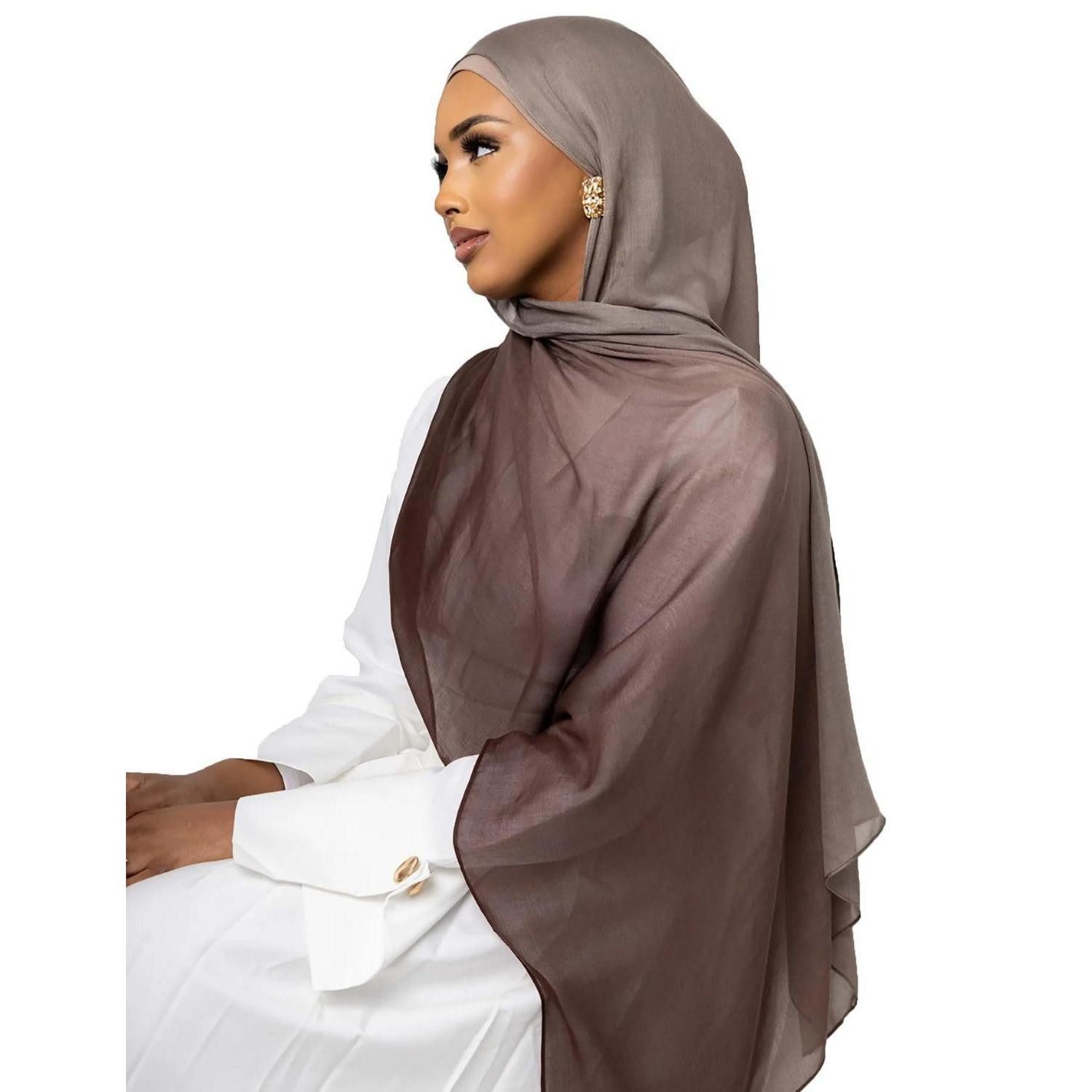 LuxusKollektion Kopftuch Hijab-Schal Damen Modal Ombré Dunkelbraun-Taupe, (1-St)