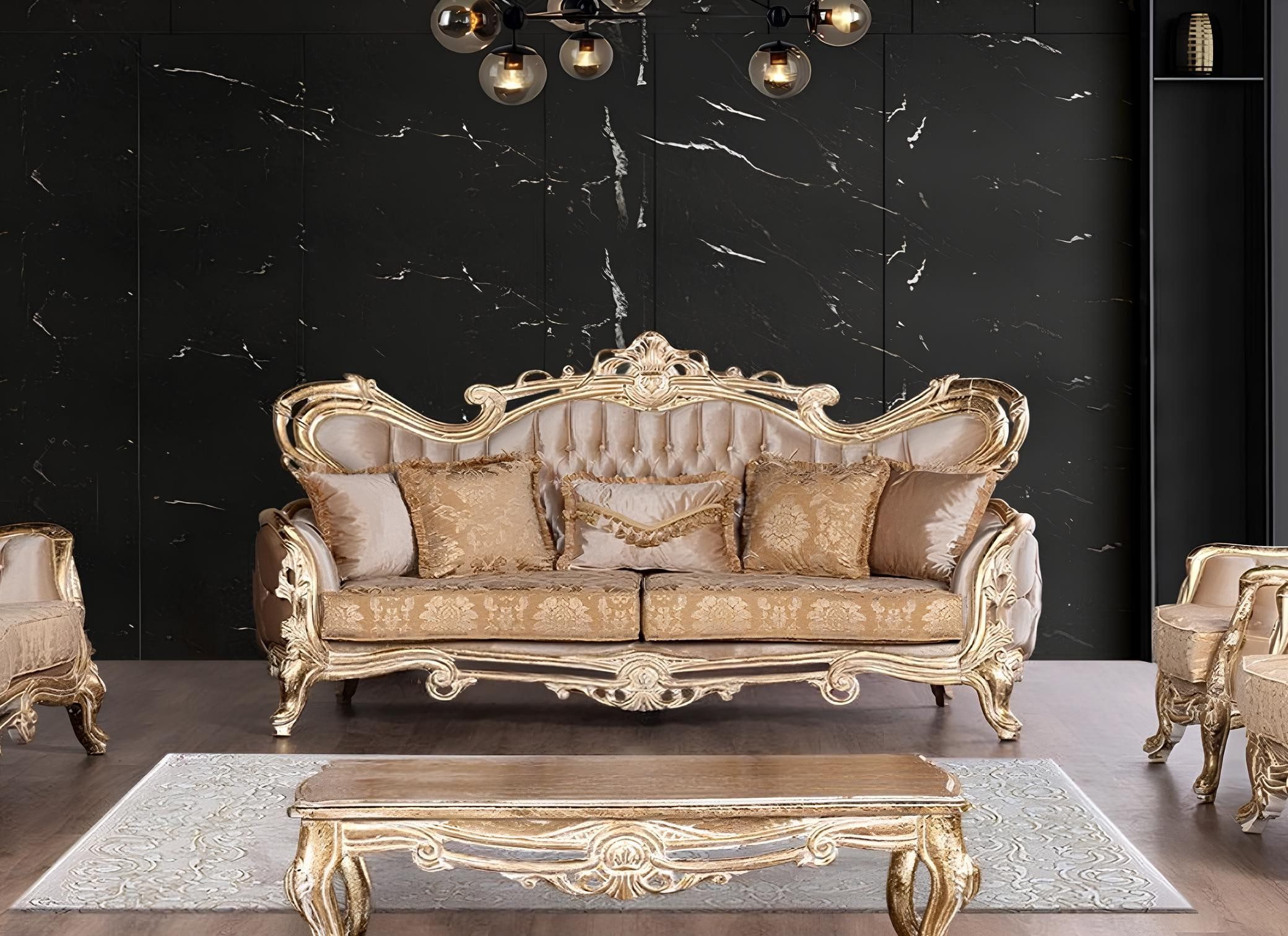 Xlmoebel 3-Sitzer Samt Sofa im Barock Rokoko Stil für stilvolle Wohnräume, 1 Teile, Made in Europa