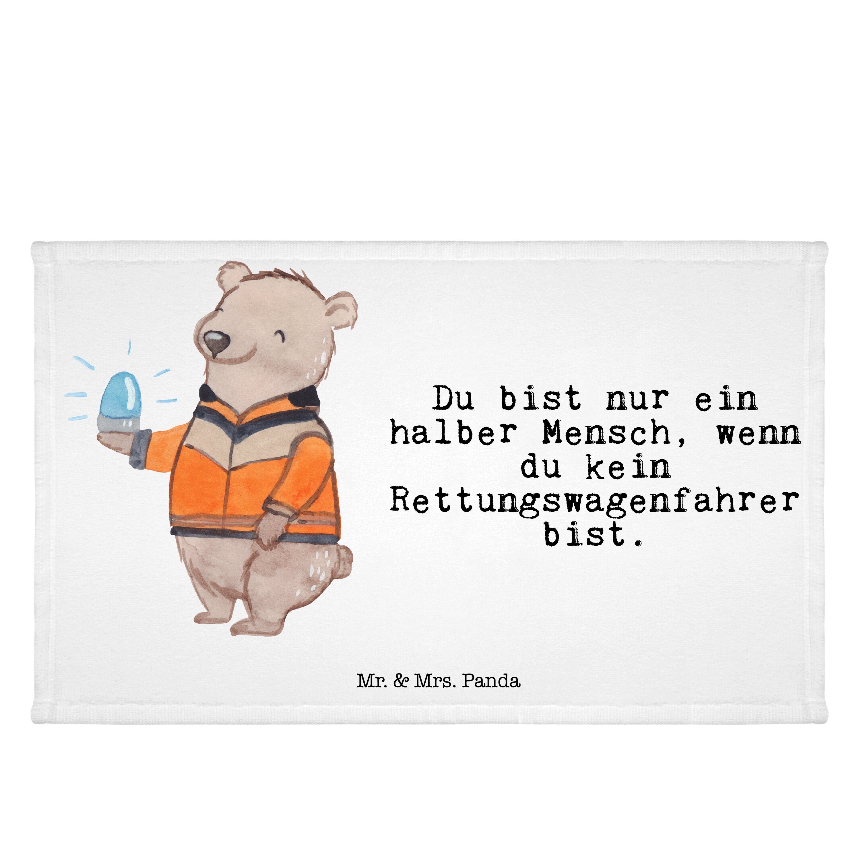 Mr. & Mrs. Panda Handtuch Rettungswagenfahrer mit Herz - Weiß - Geschenk, Dankeschön, Reisehand, (1-St)
