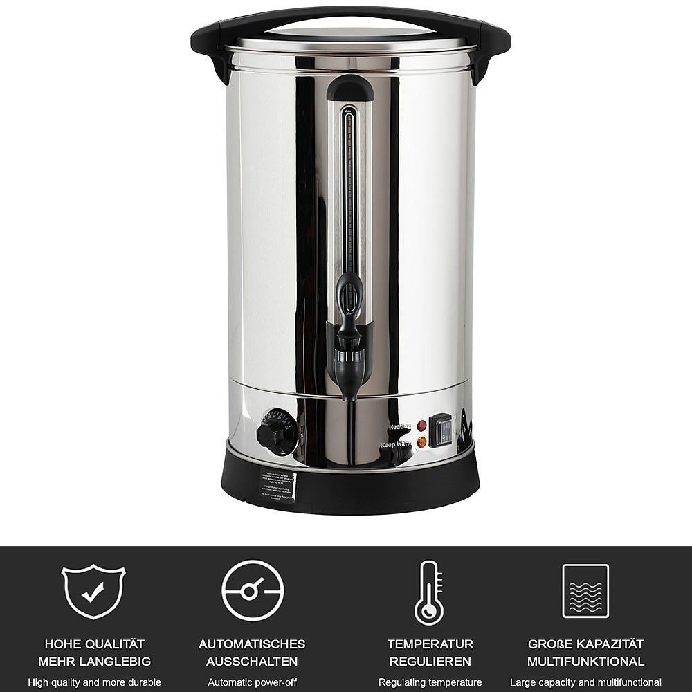 Mucola Einkochautomat Einkochautomat 22 L 2500W Glühweinkocher Edelstahl, 2500 W, Inkl. Überhitzungsschutz und Überwachungsleuchten