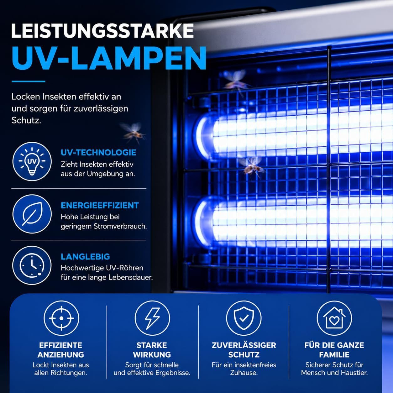HaushaltO Insektenvernichter Elektrischer UV-Insektenvernichter für innen, rund oder eckig – Bild 5 von 5