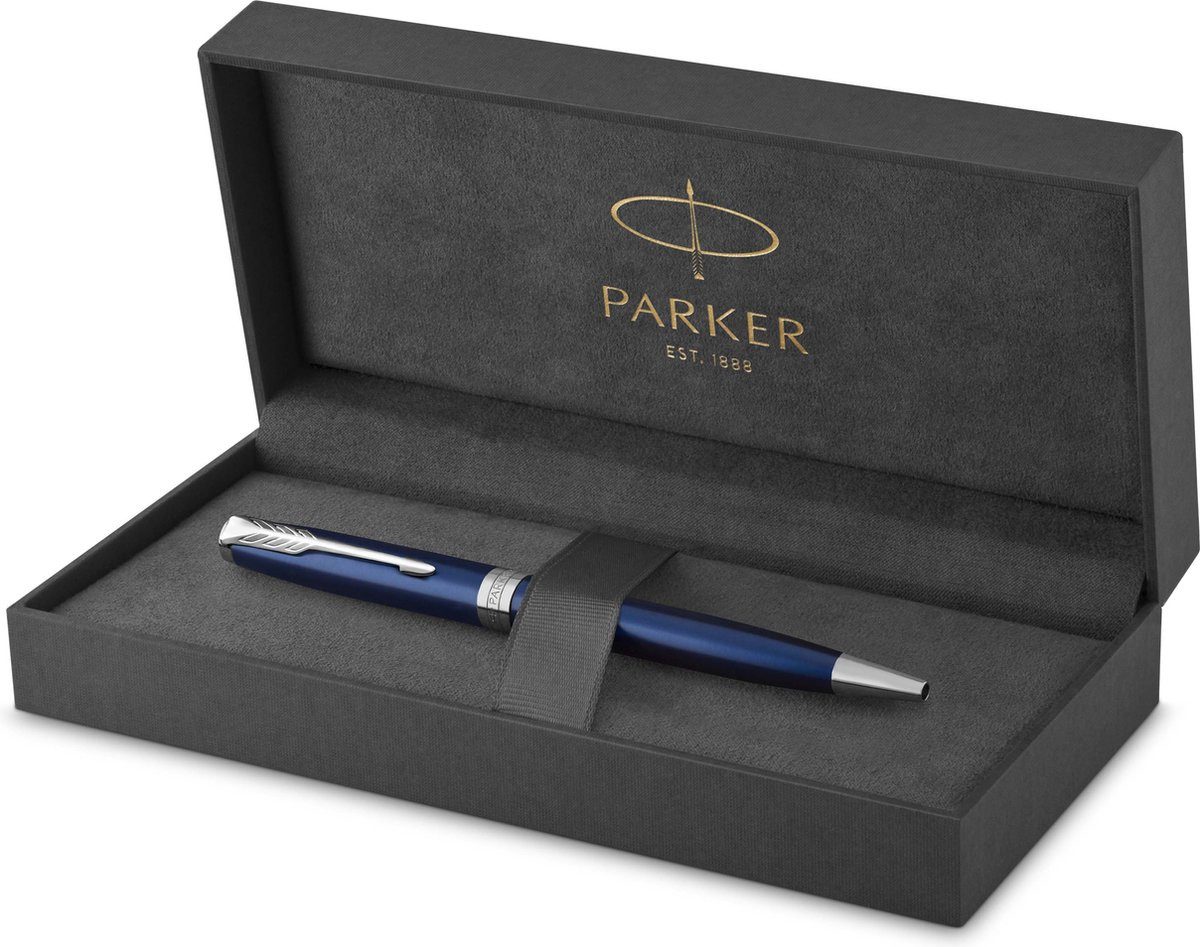 Parker Kugelschreiber Sonnet Kugelschreiber blau, Palladium-Trim, Medium, Schwarz, (1-tlg), für Rechts- und Linkshänder