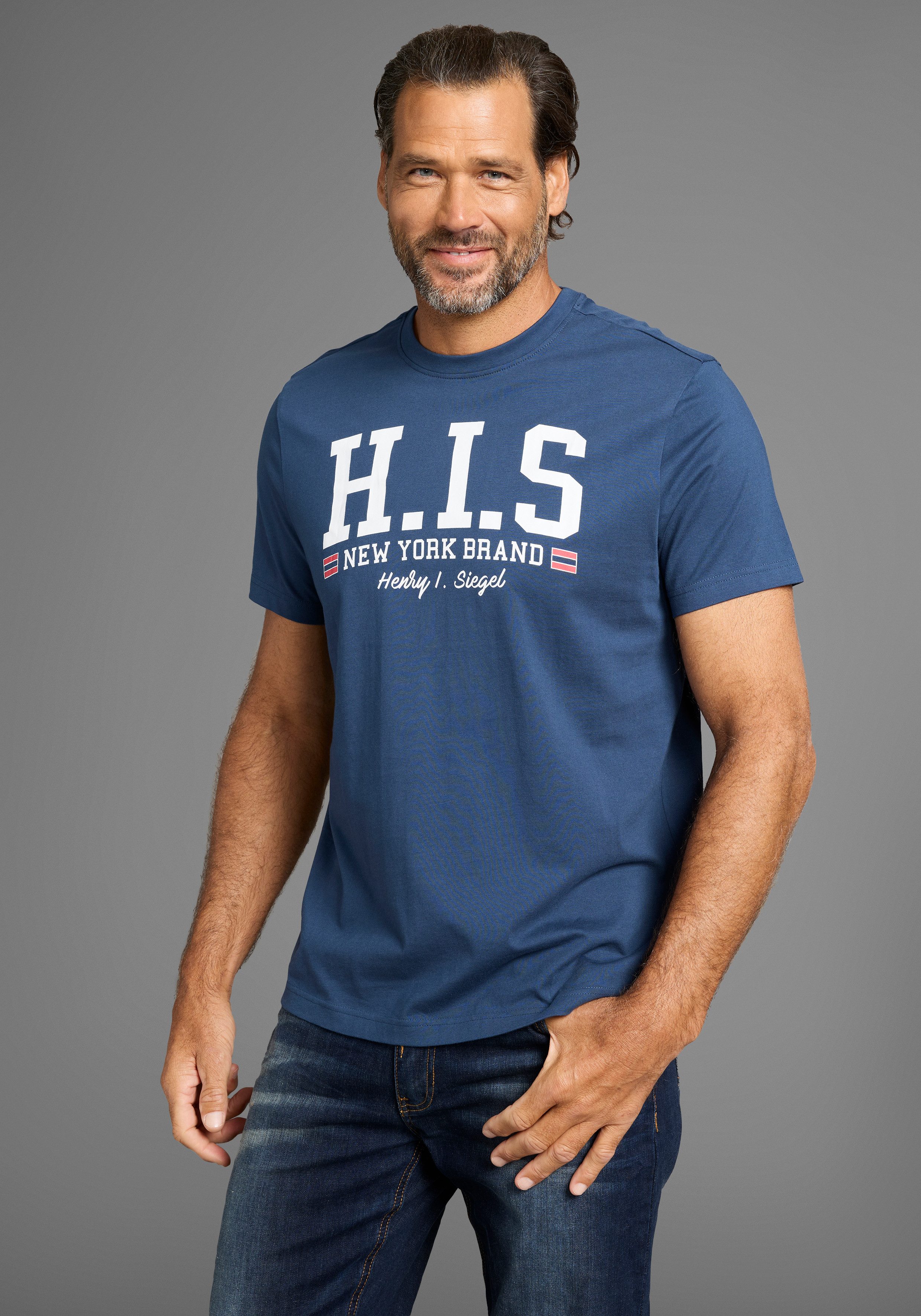 H.I.S T-Shirt mit trendigem Markenlogo im Collage-Look