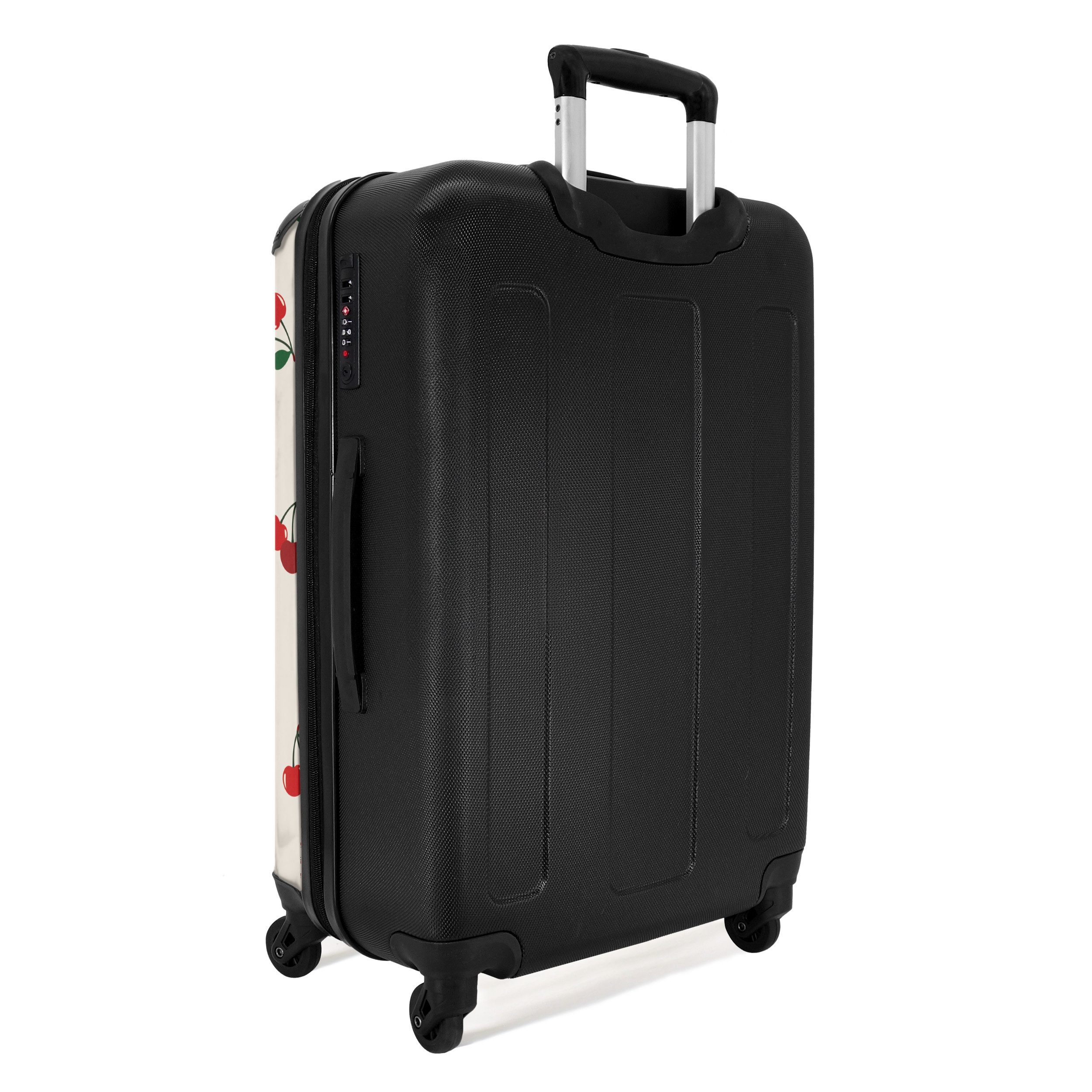 NoBoringSuitcases.com© Hartschalen-Trolley mit leuchtende Räder - Beigefarbener Hintergrund mit Muster aus großen, 4 Rollen, Koffer Mittelgroß für 20kg, Suitcase für Erwachsene, Reisekoffer