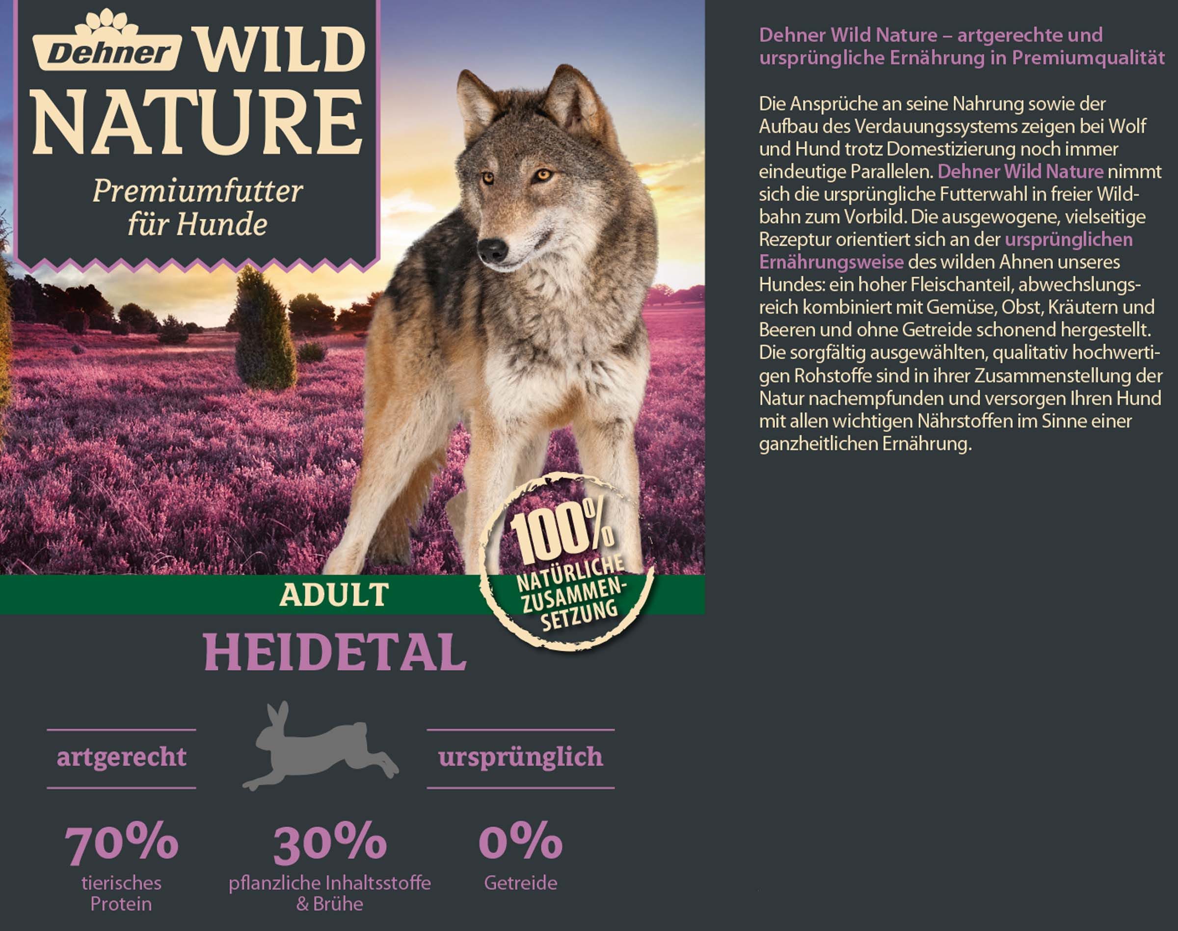 Dehner Wild Nature Heidetal Adult Lamm, 6 x 400 / 800 g Dose Kaninchen, Nassfutter für: Hunde, Nassfutter für ausgewachsene Hunde, glutenfrei