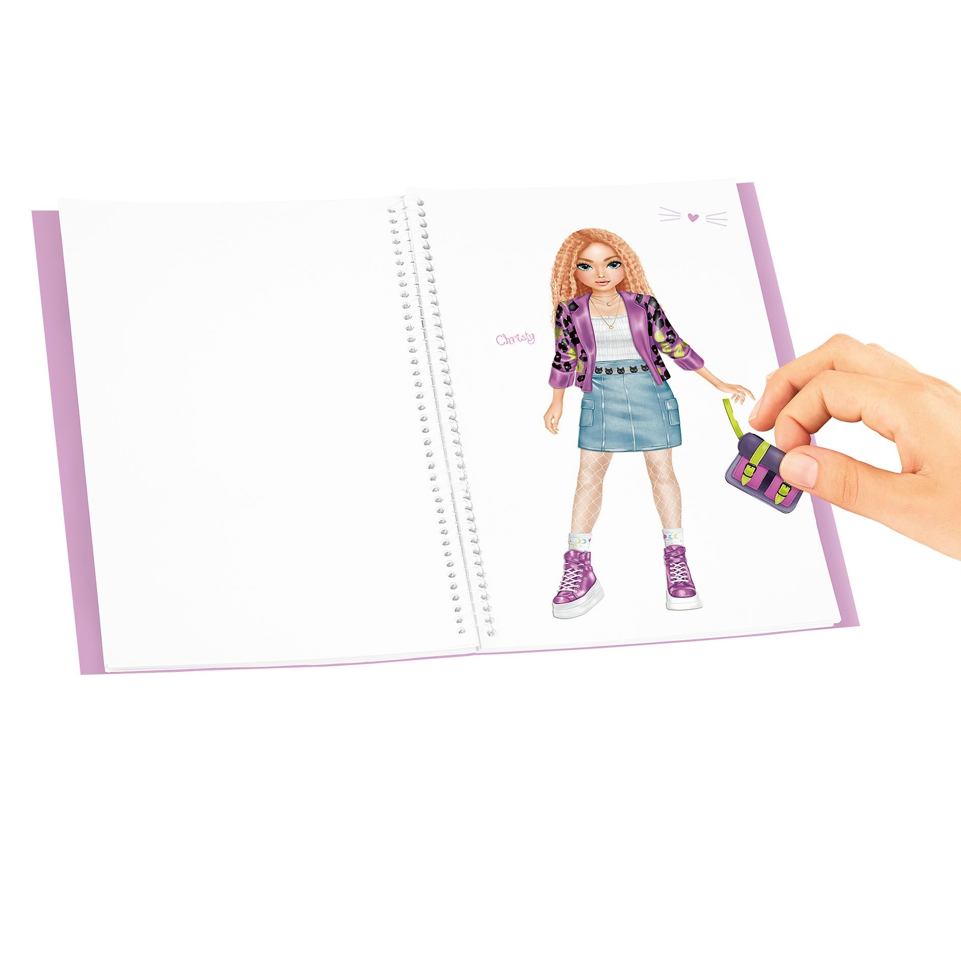 Depesche Schmuckset TOPModel Rebel Kitty Stickerbuch mit 20 Seiten zum Selbstgestalten, 7 Stickerbogen, vorgedruckte Model Motive – Bild 2 von 5