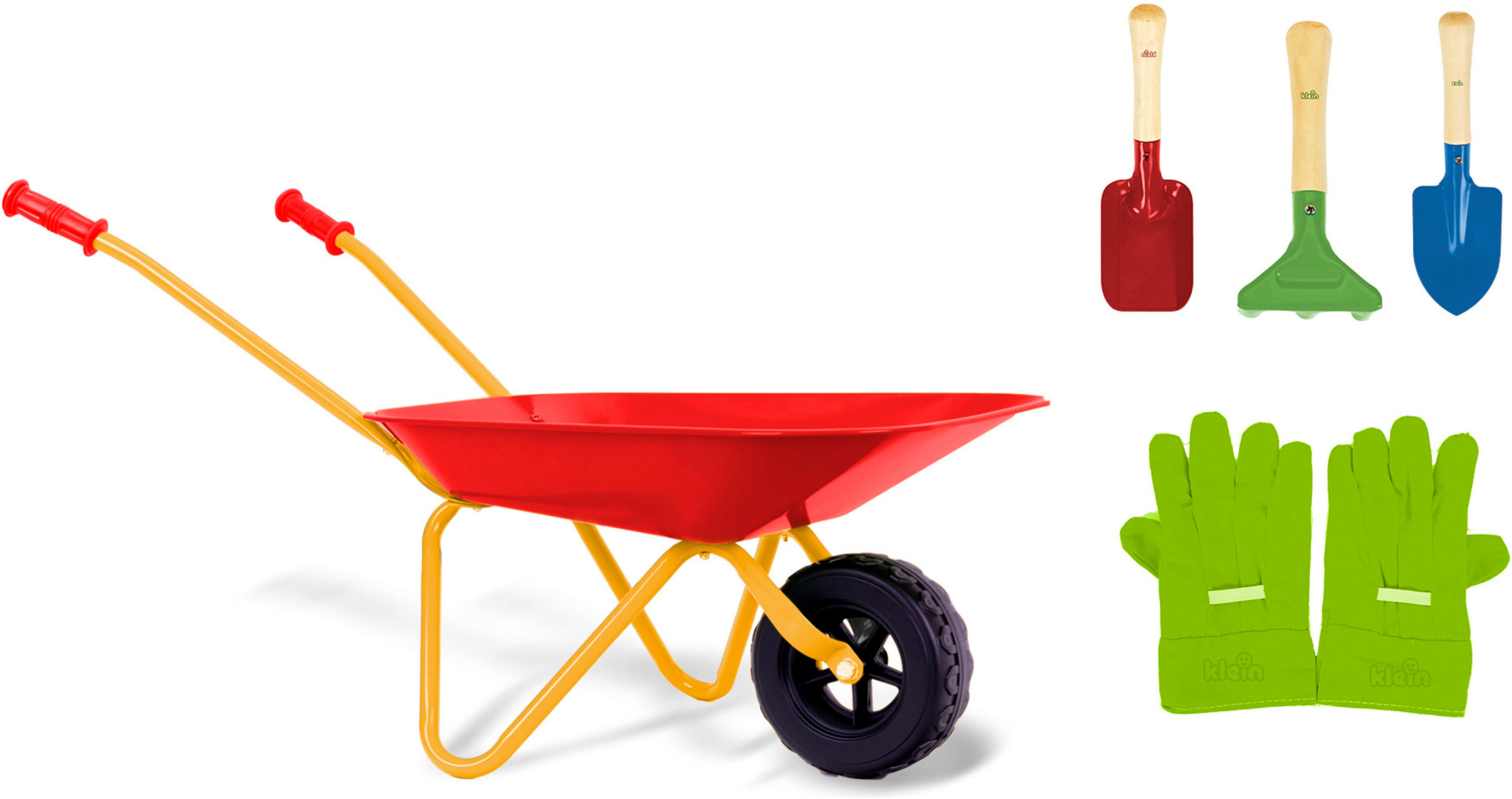 Klein Schubkarre Metallschubkarre mit Zubehör, für Kinder, aus Metall