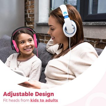 RockPapa Extraweiche Ohrpolster Kinder-Kopfhörer (Das stilvolle Design aus hochwertigen Materialien macht sie langlebig,Mit 1,5 m robusten Audiokabeln, Dual Sound Stage Treibern, Für optimale Passform, Gerätekompatibilität)
