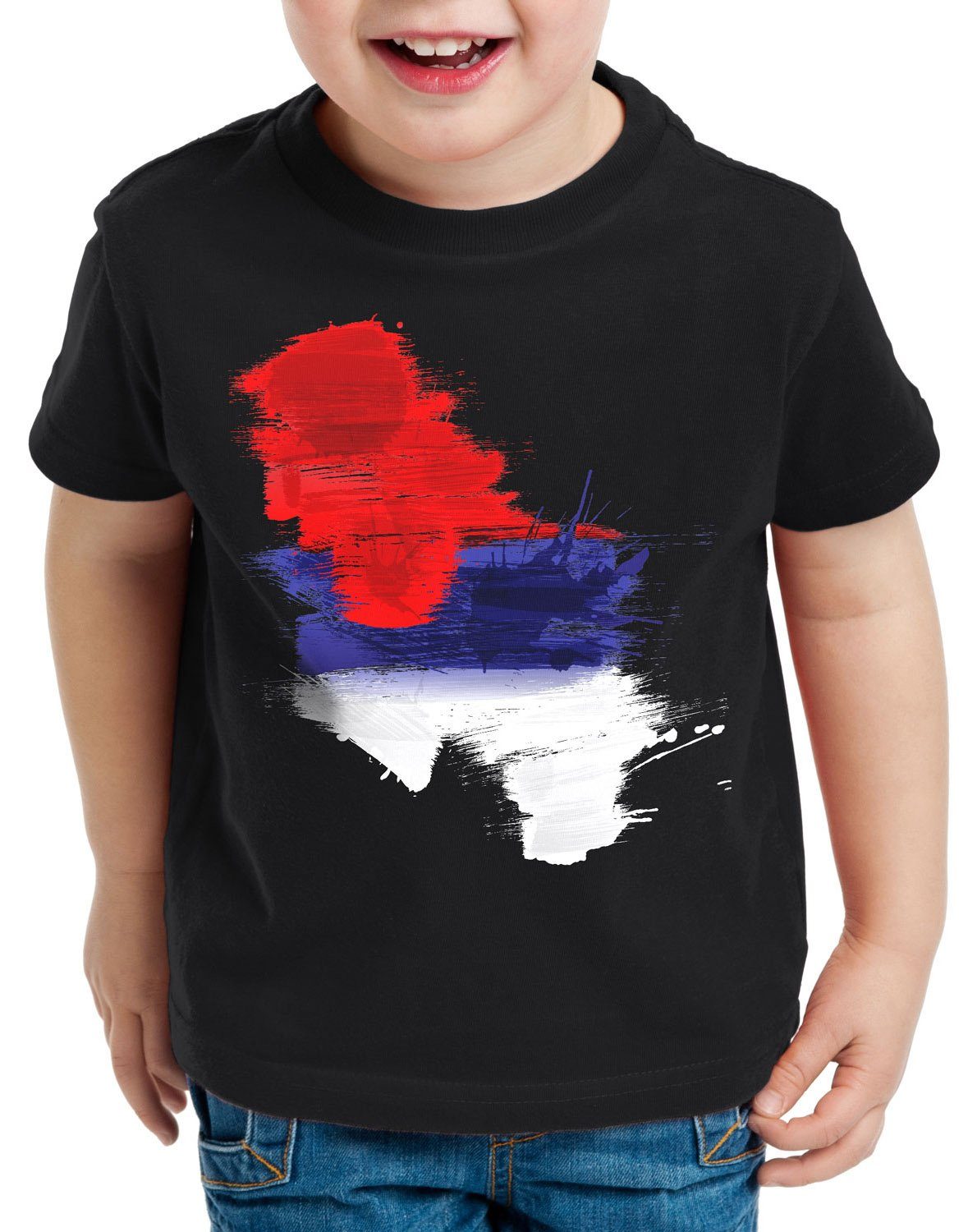 style3 Print-Shirt Kinder T-Shirt Flagge Serbien Fußball Sport Serbia WM EM Fahne
