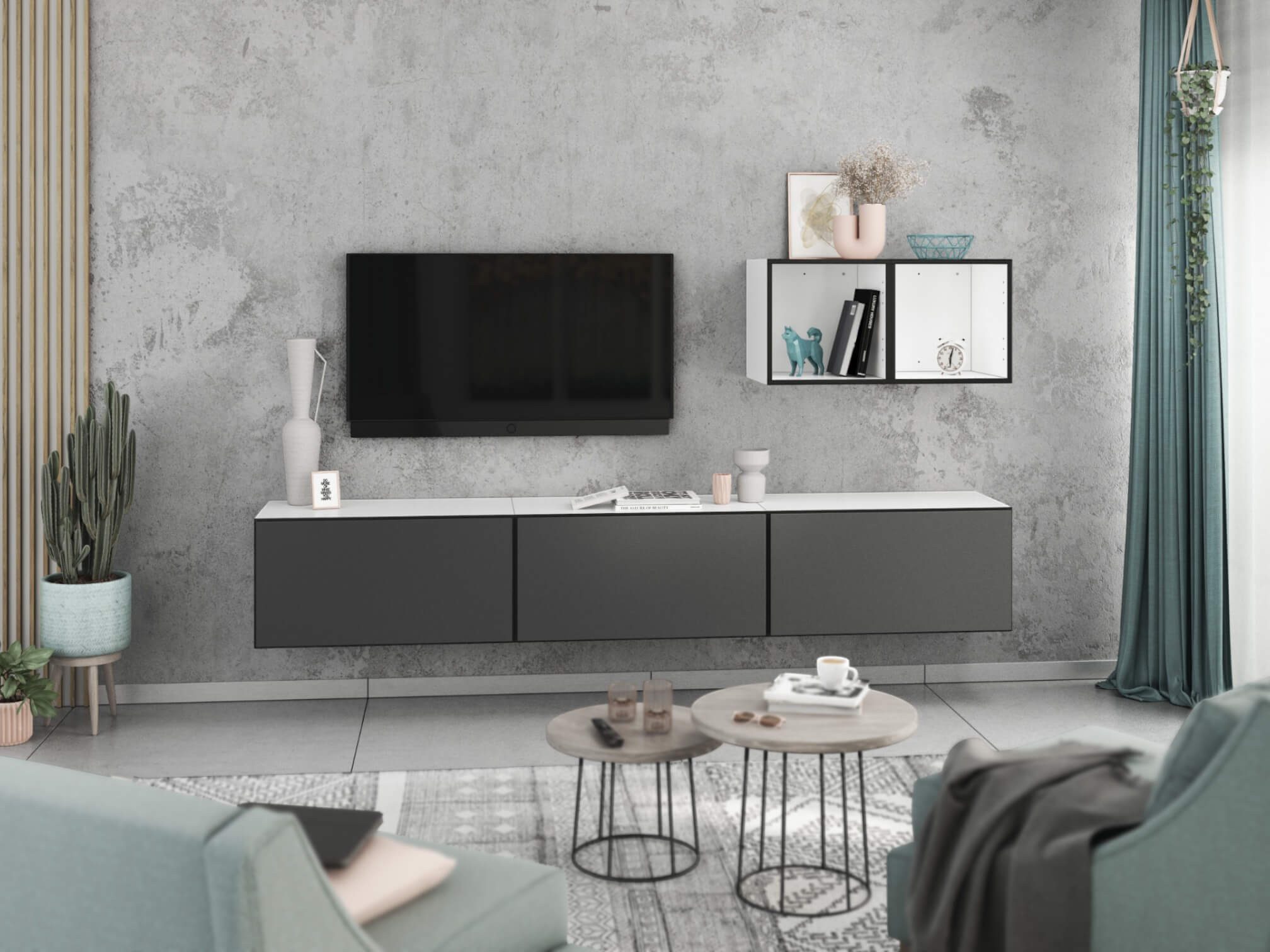 moebel-dich-auf Wohnwand VARIANTO 3, (5- teilig., besteht aus 3x Schrank mit Klappe, 2x offenes Regal), MDF Fronten tiefgezogen, Softclose