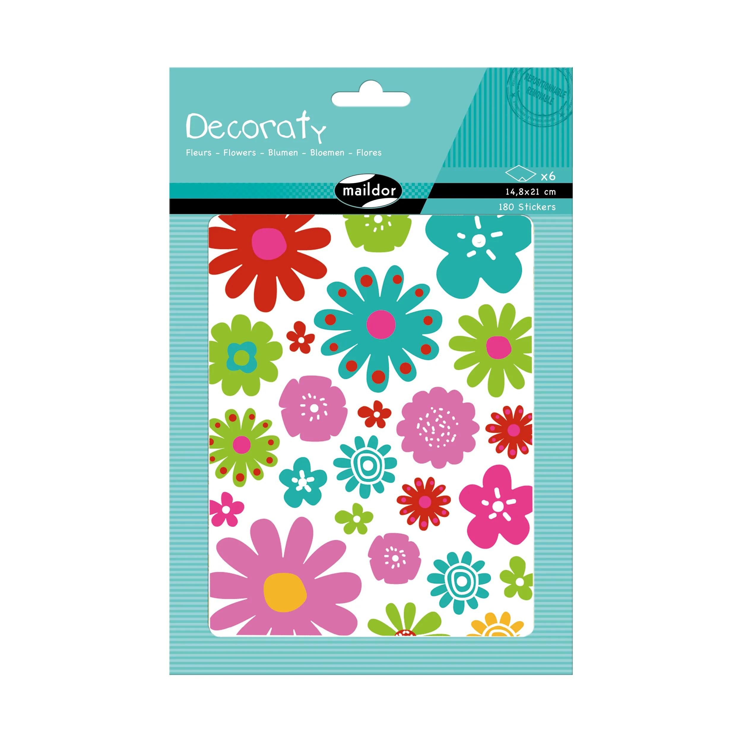 maildor Sticker 10x Decoraty, 6 Stickerbogen 14,8x21cm, Blumen - Mehrfarbig AE143C, My Mandarine
