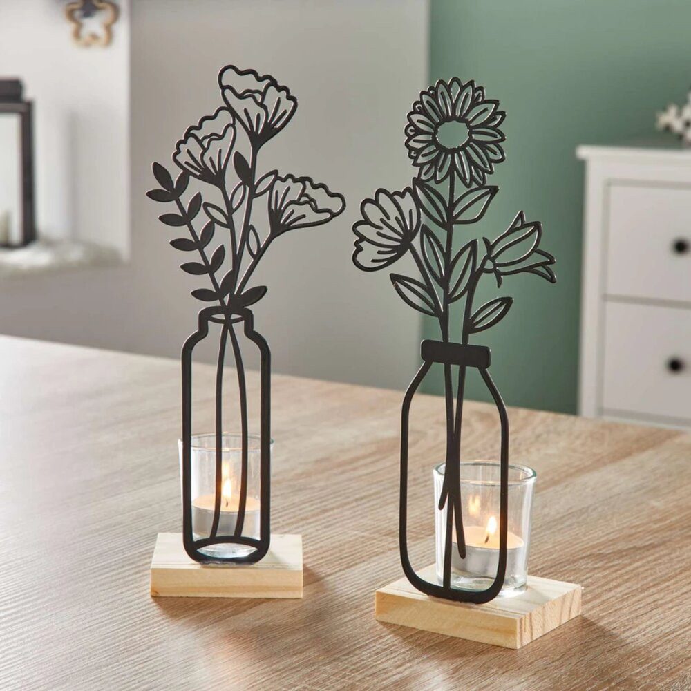 Home-trends24.de Teelichthalter Blumen Vase Metall Teelichthalter günstig online kaufen