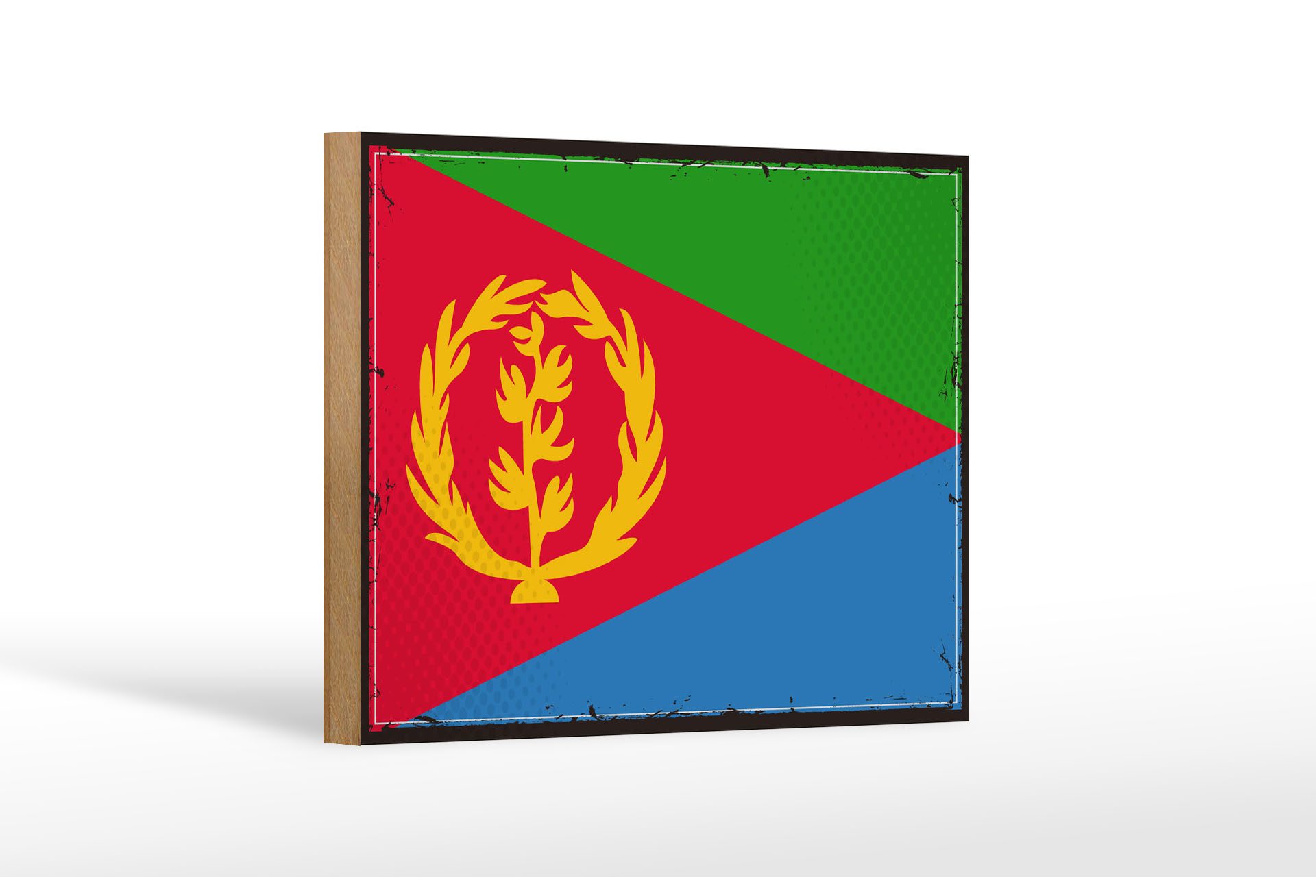 Femer GmbH Holzbild Flagge Eritreas 18x12 cm Retro Flag of Eritrea, Flaggen (1 St), Glatte Holzfaserplatte (MDF), vorn beschichtet