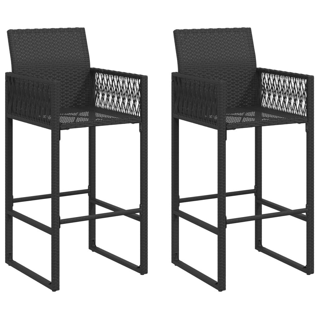 Gartenstuhl Garten-Barhocker 2 Stk. Schwarz Poly Rattan