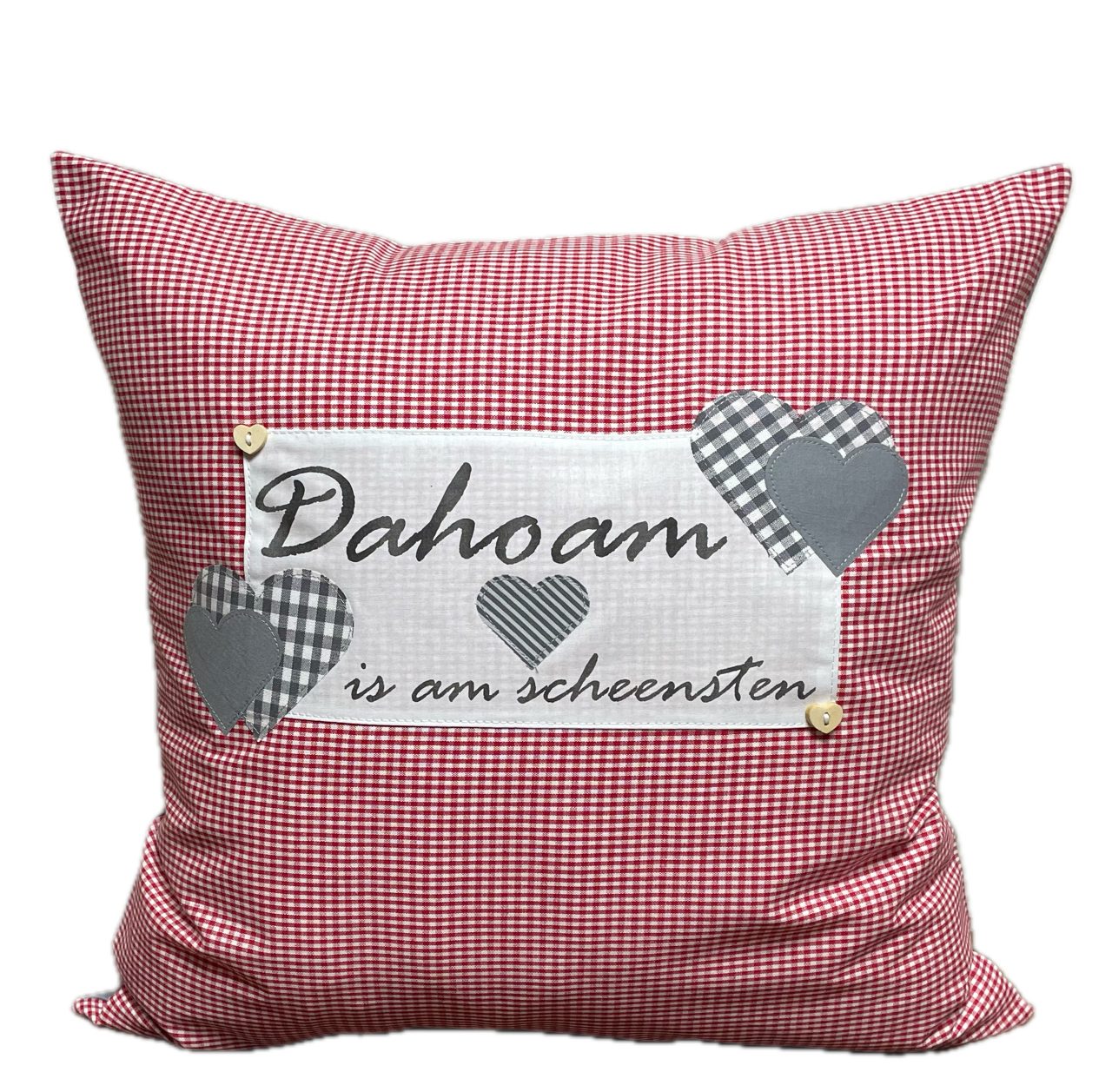 Ammerkind Dekokissen Dahoam rot/weiß kariert, 100% günstig online kaufen