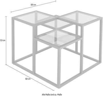 Kayoom Beistelltisch Steps 625, stufenförmiges Gestell aus Metall, quadratische Platten, modern
