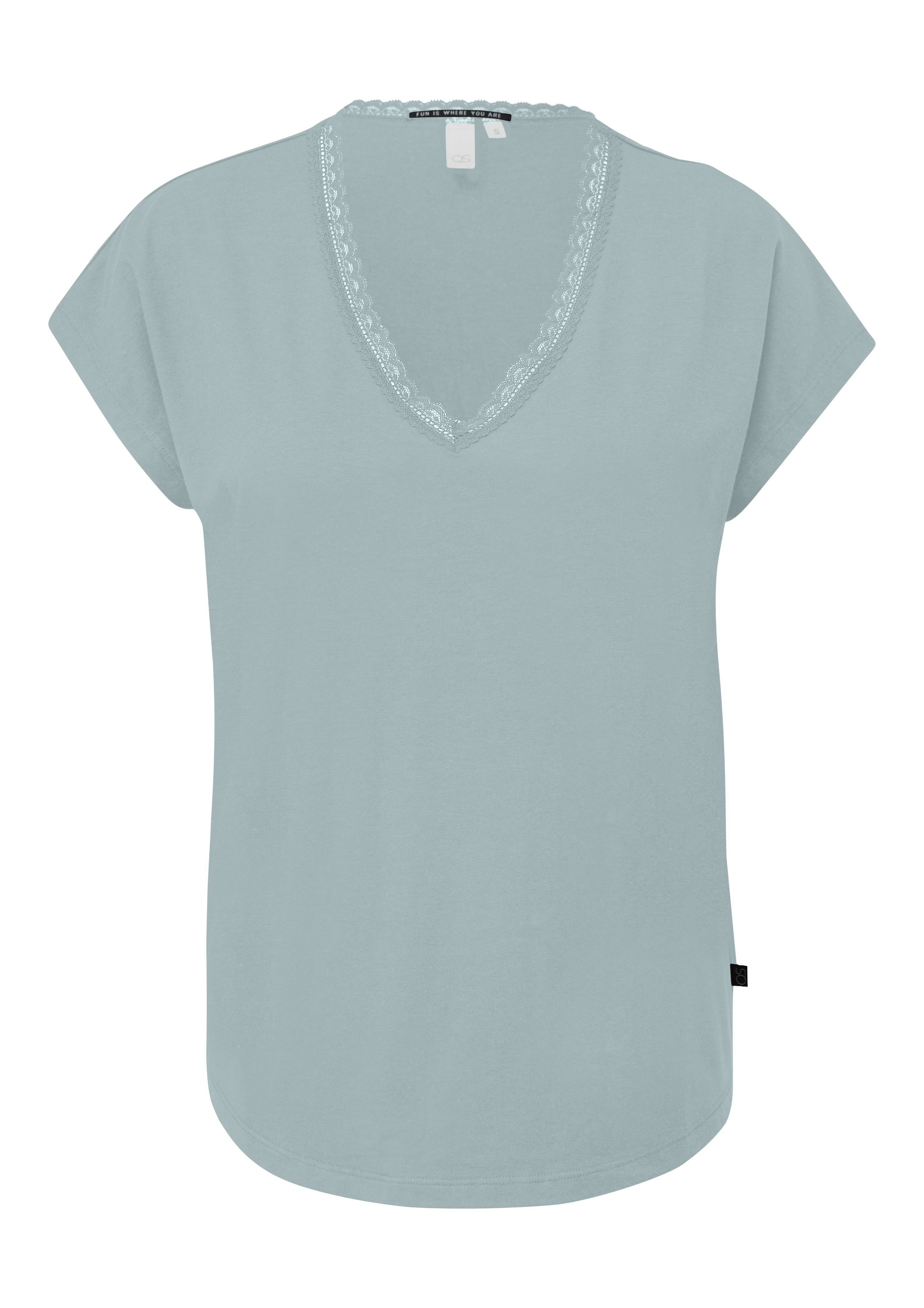 QS T-Shirt mit Spitze am Ausschnitt – Bild 4 von 5