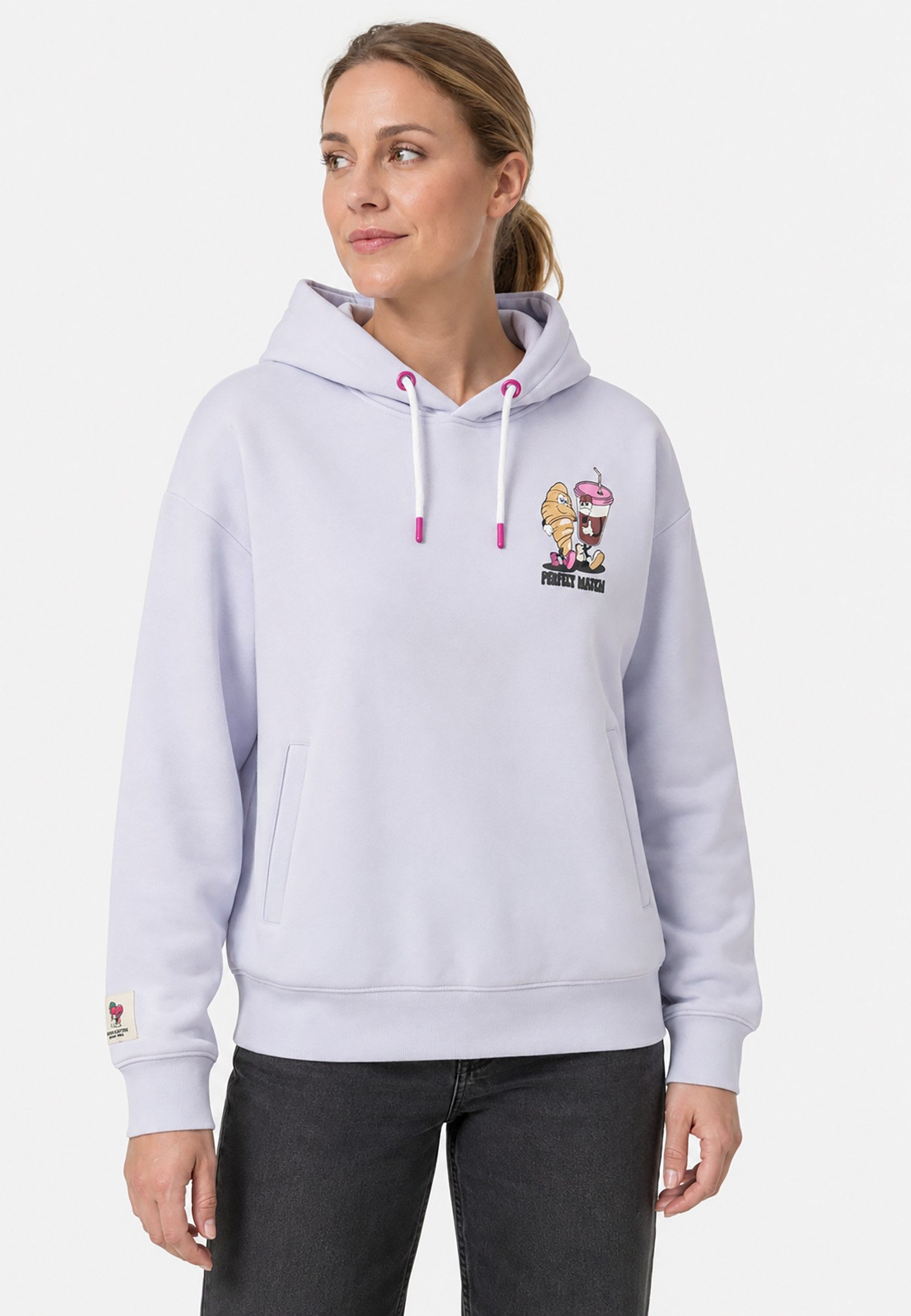 SUBLEVEL Hoodie Perfekte Ergänzung für lässiges Outfit für Damen Baumwolle Normal Fit Rundhals Langarm Spruch atmungsaktiv