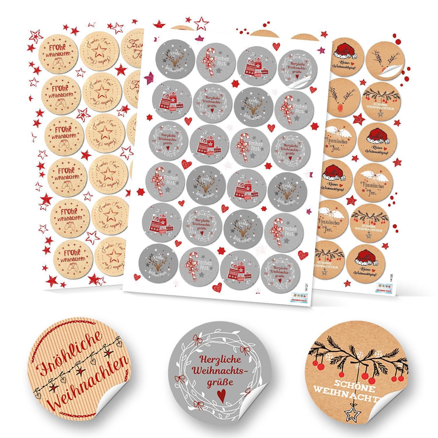 Logbuch-Verlag Dekofigur SET 3 x 24 runde Weihnachtsaufkleber 4 cm in Grau, günstig online kaufen