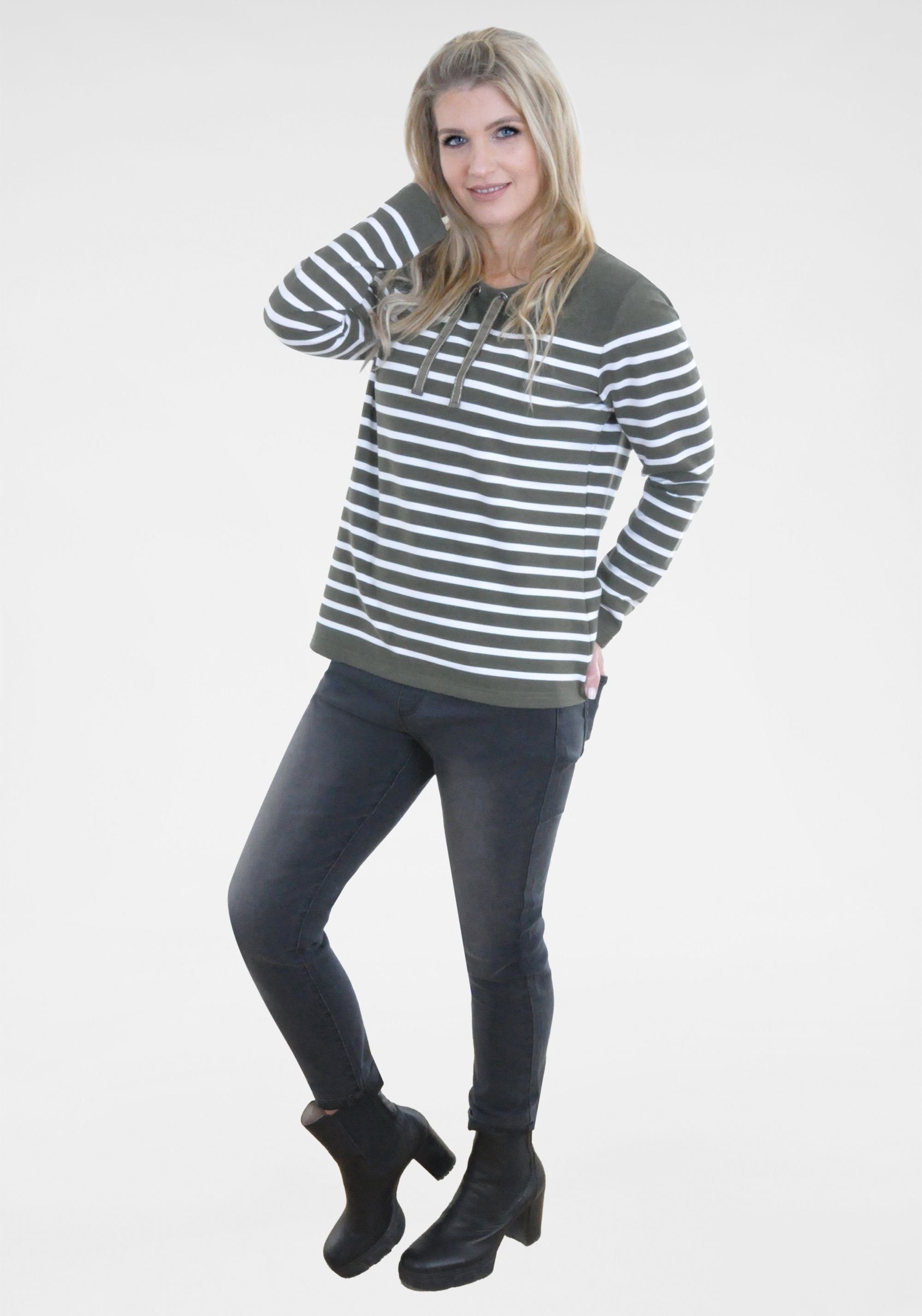 NAVIGAZIONE Sweatshirt (1-tlg) mit glitzerneden Zierbändern