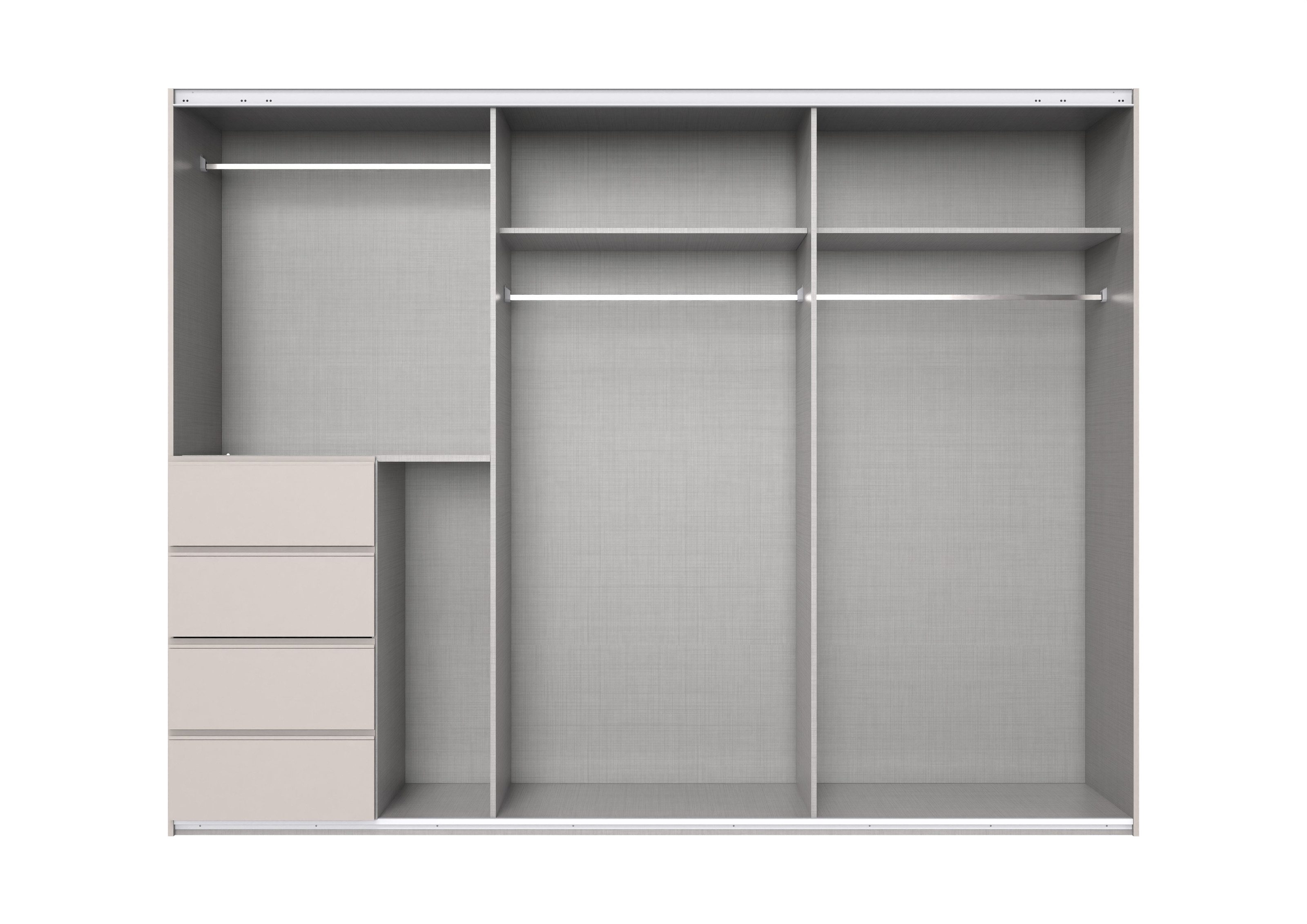 freiraum Schwebetürenschrank BALI in KASCHMIR / SPIEGEL - 270x208x64cm (BxHxT)