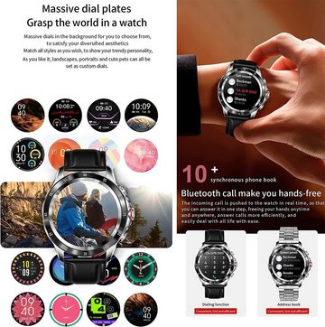 Manike NX1 Business Smartwatch (4,3 cm/1,69'' HD Voll Touchscreen Zoll) Spar - set, Smartwatch mit deutscher Bedienungsanleitung mit Ladekabel, Herzfrequenzmesser, Analyse von EKG-Daten, Blutdruckmessgerät