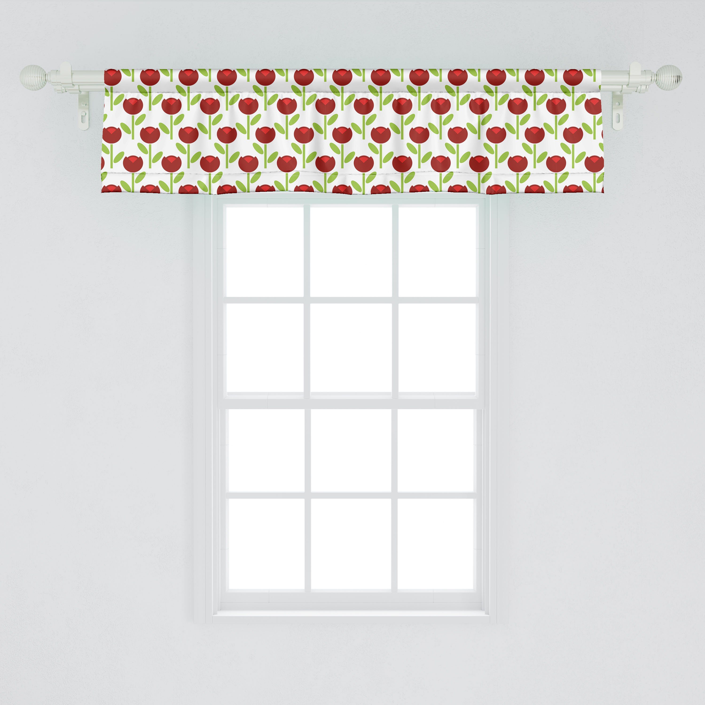 Scheibengardine Vorhang Volant für Küche mit Blumen Microfaser, Simplistic Schlafzimmer Dekor Abakuhaus, Tulip Arrangement Stangentasche
