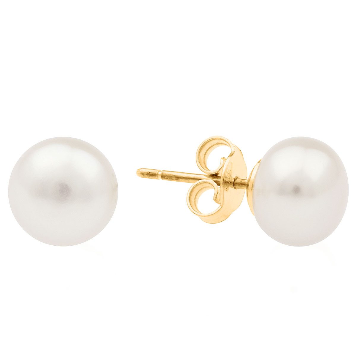 Gaura Pearls Paar Ohrstecker Perlenohrstecker weiß 8.5-9 mm, Button, echte günstig online kaufen